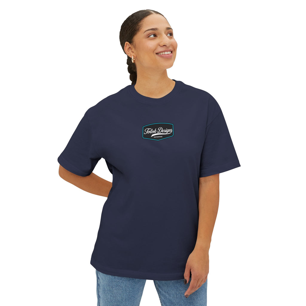 Vintage Patch Tee — "Fresh Design" Chest Logo Boxy T‑Shirt