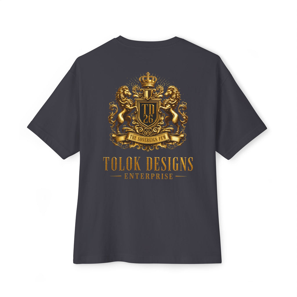 Minimalist 'Lucky Coin' Oversized Tee — Small Gold Coin Graphic Chest Print