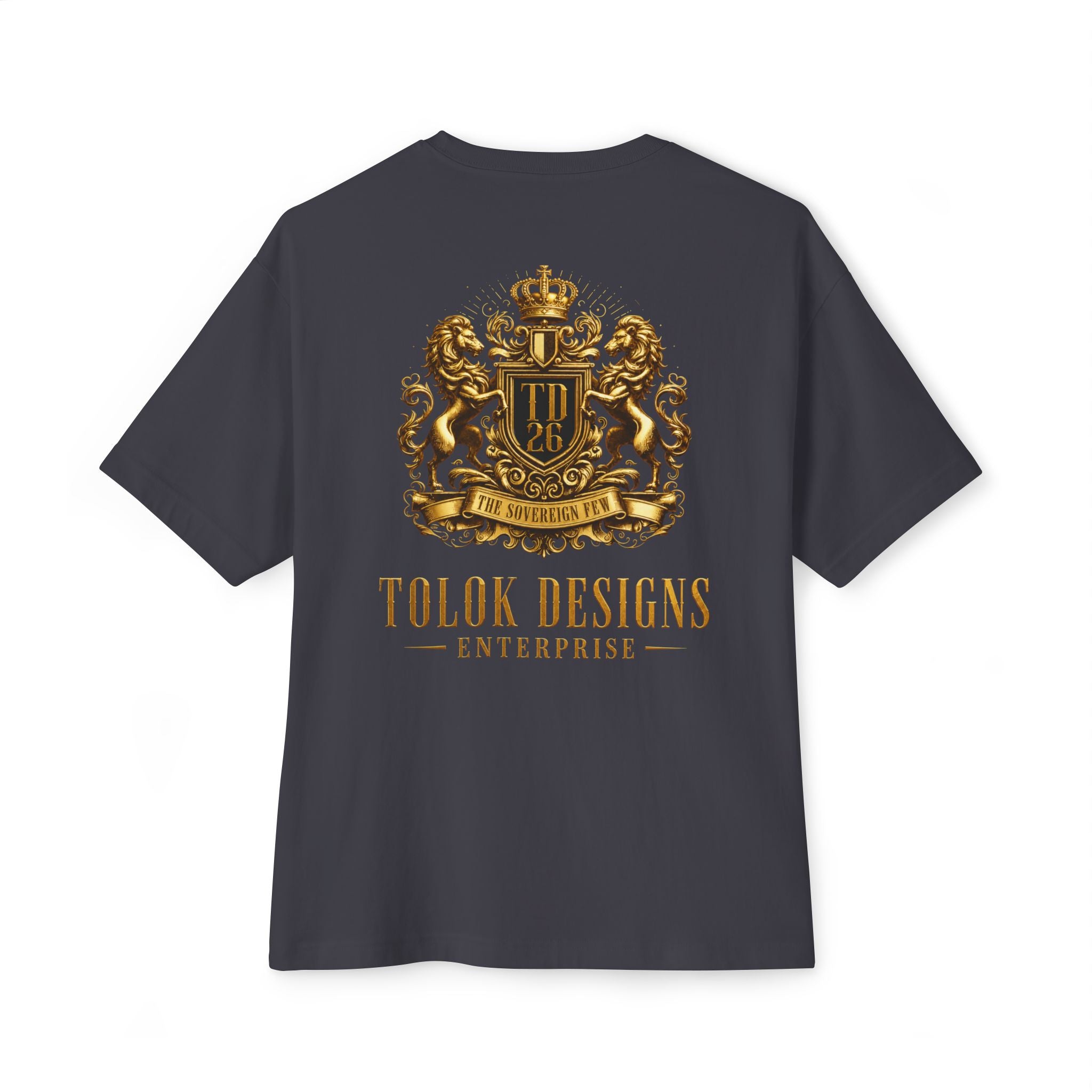 Minimalist 'Lucky Coin' Oversized Tee — Small Gold Coin Graphic Chest Print