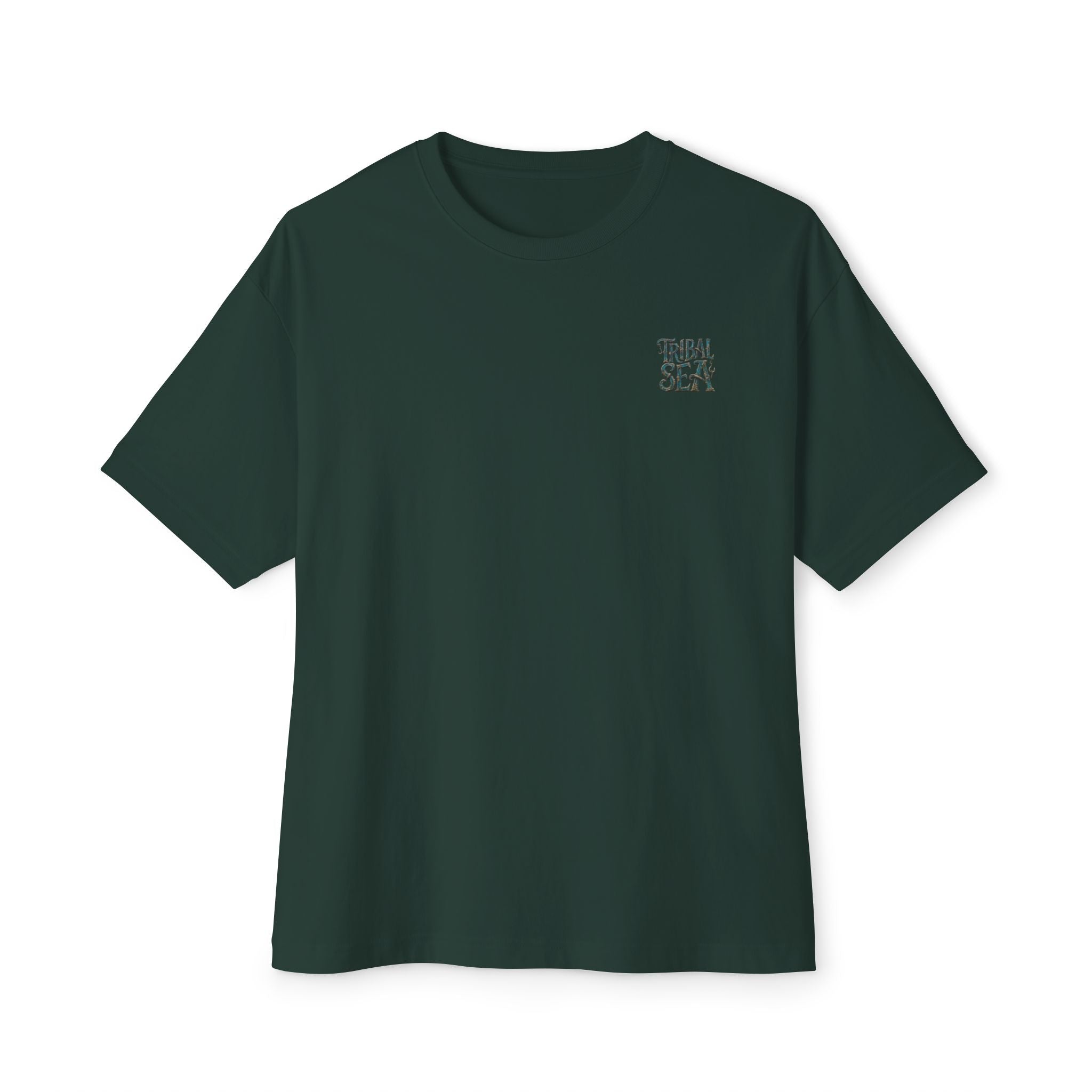 Tribal Sea Boxy Tee — Oversized Graphic T-Shirt with 'Tribal Sea' Back Print