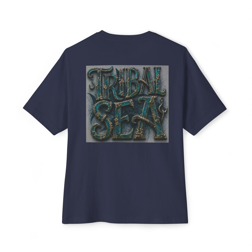 Tribal Sea Boxy Tee — Oversized Graphic T-Shirt with 'Tribal Sea' Back Print