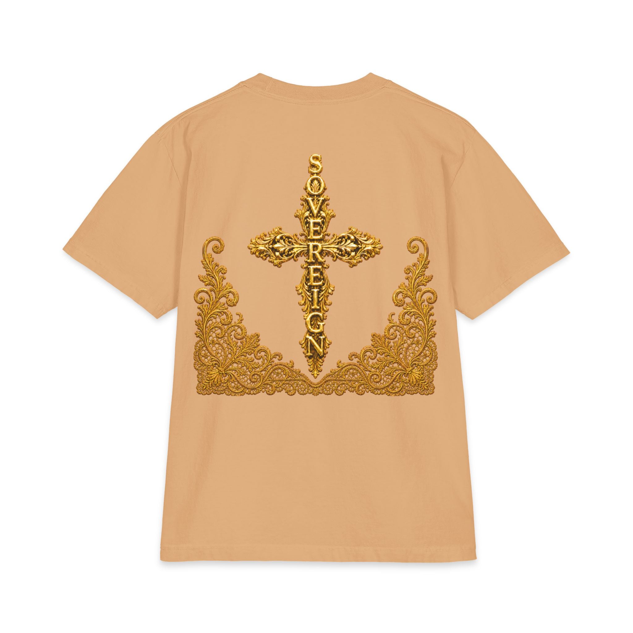 Sovereign Gold Cross T‑Shirt — Ornate Religious Graphic Tee
