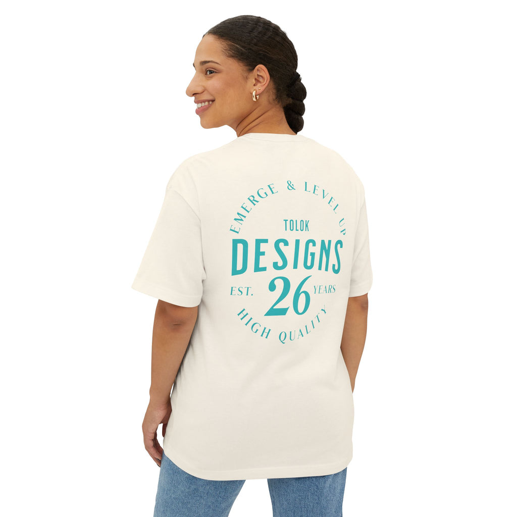 Designs 26 Graphic Tee — Minimal Retro Logo Oversized Boxy T‑Shirt
