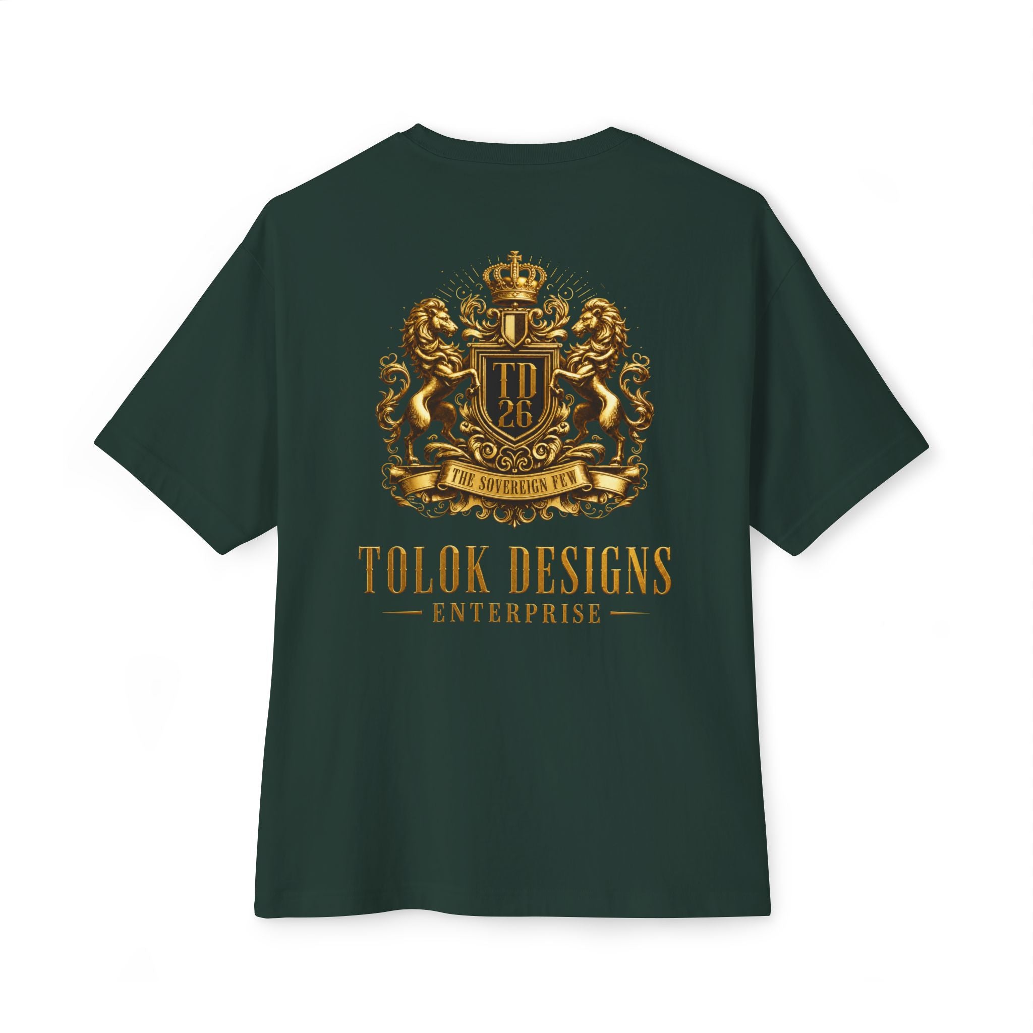 Minimalist 'Lucky Coin' Oversized Tee — Small Gold Coin Graphic Chest Print