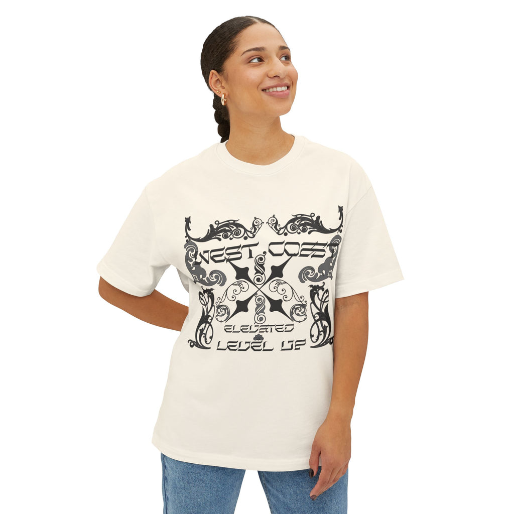 Boxy Tee — Retro Gothic Floral 'Next Level Up' Graphic Shirt