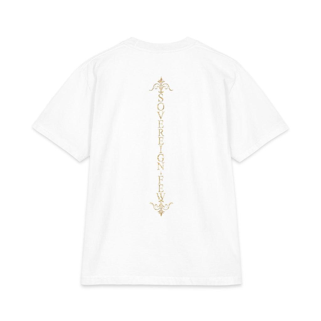 Sovereign Blessings T‑Shirt — Ornate Gold Script Short Sleeve