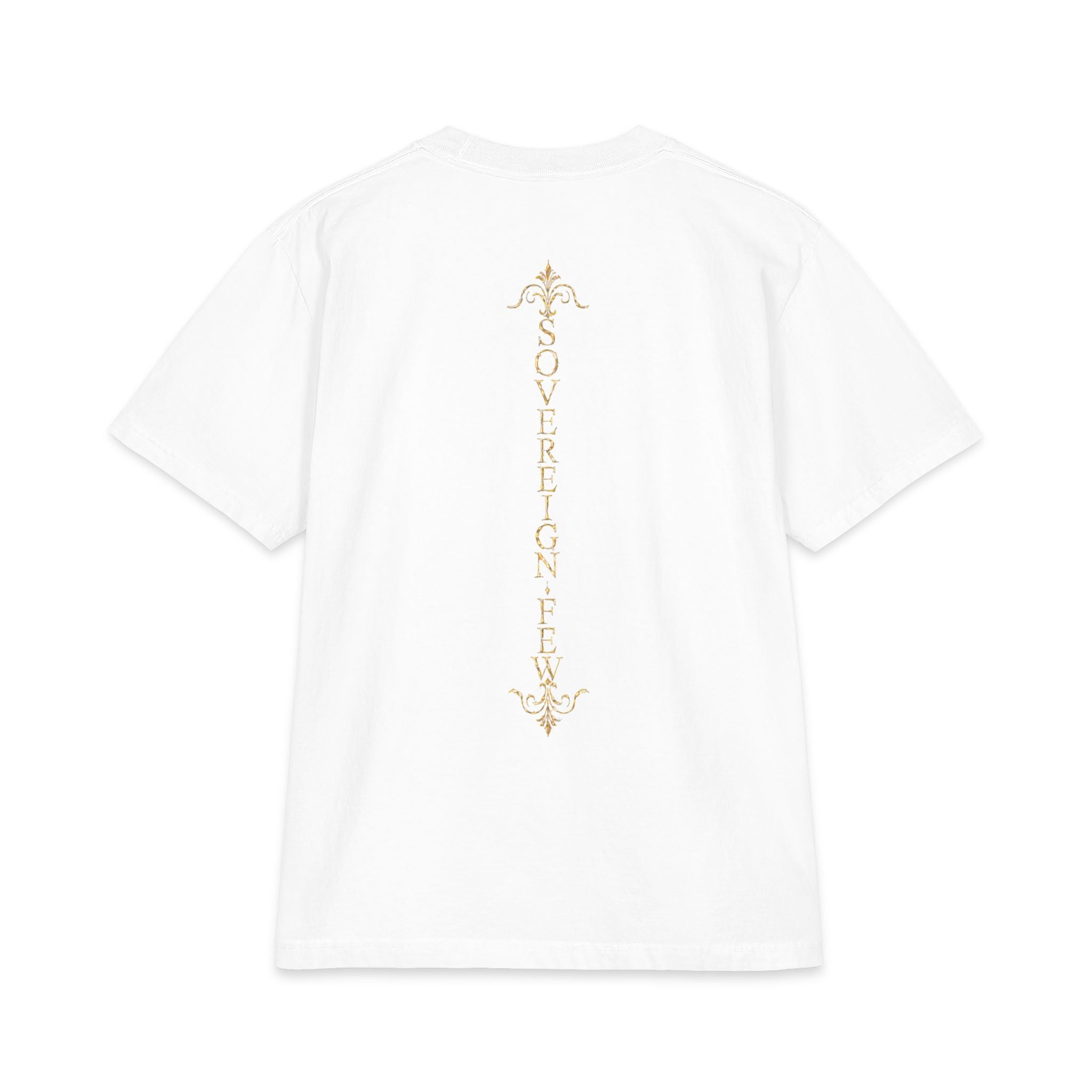 Sovereign Blessings T‑Shirt — Ornate Gold Script Short Sleeve