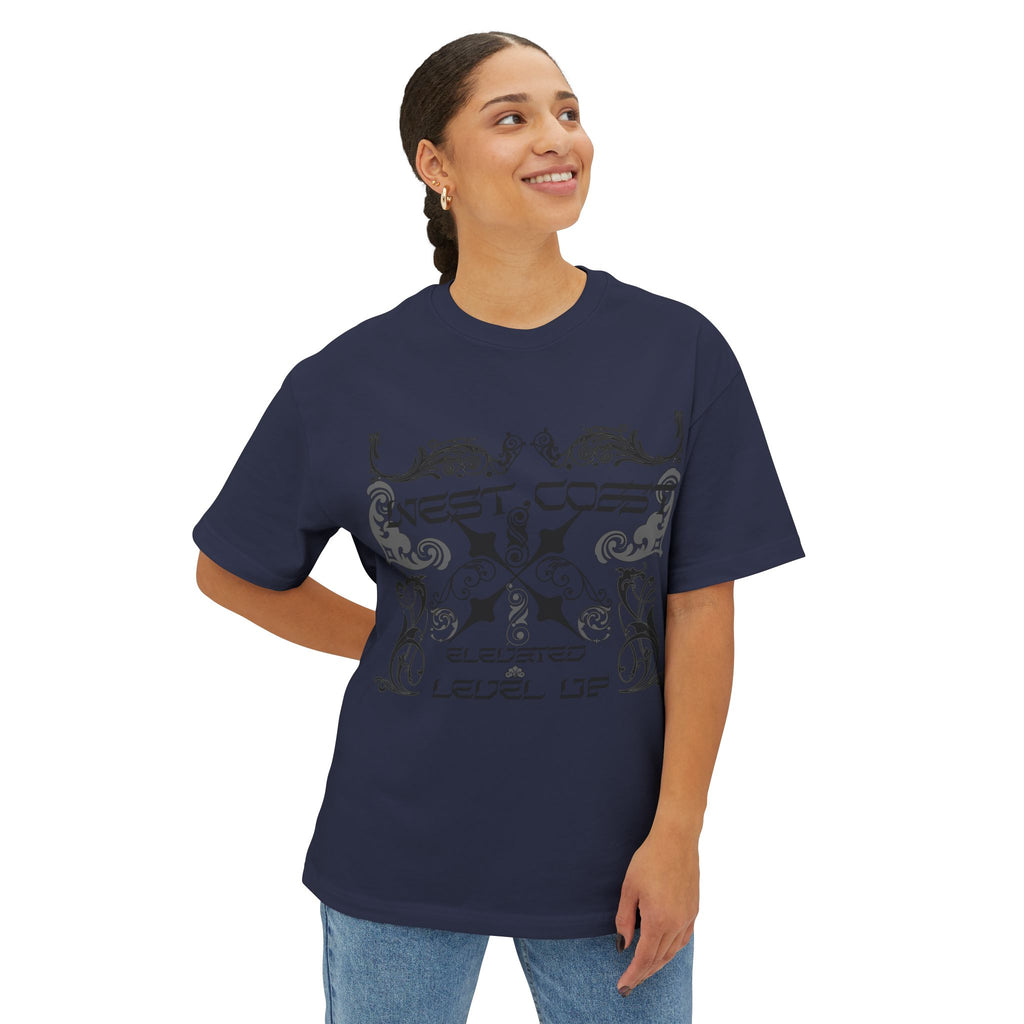 Boxy Tee — Retro Gothic Floral 'Next Level Up' Graphic Shirt