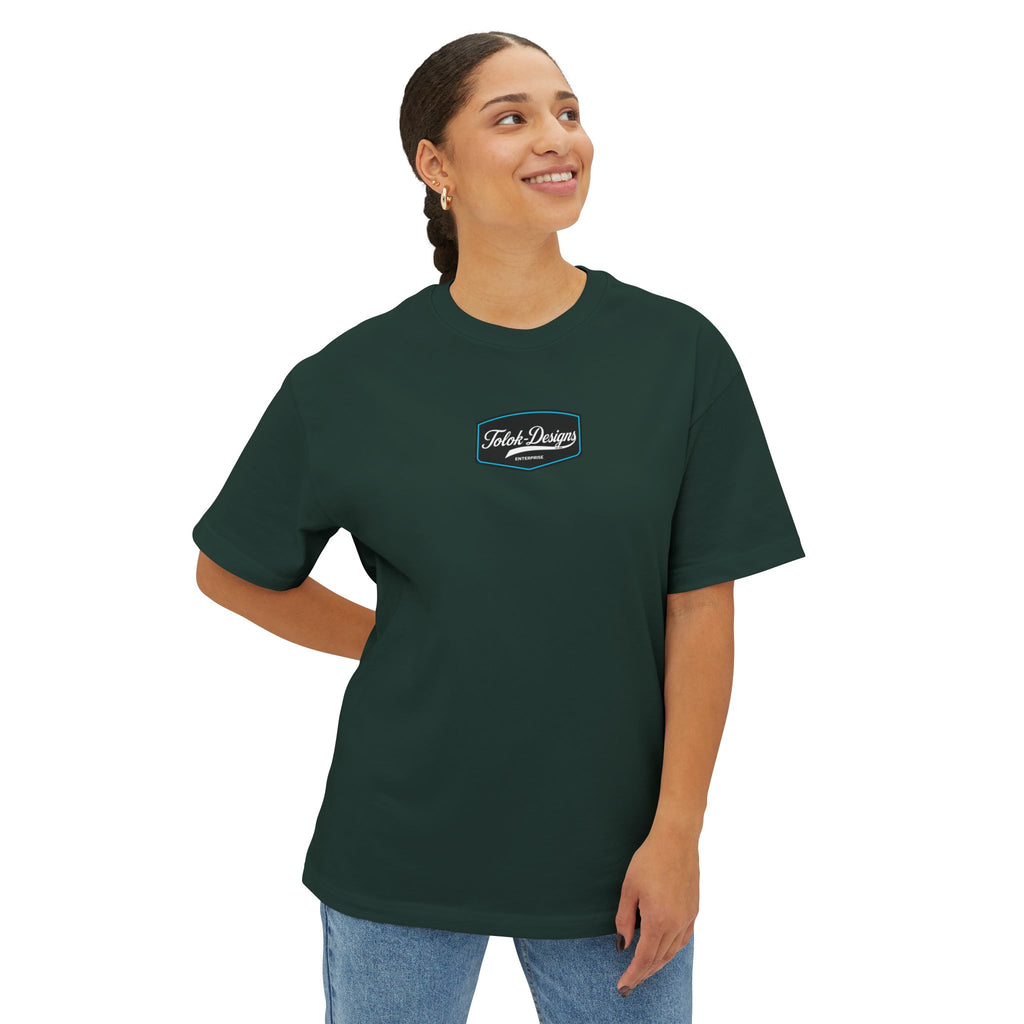 Vintage Patch Tee — "Fresh Design" Chest Logo Boxy T‑Shirt