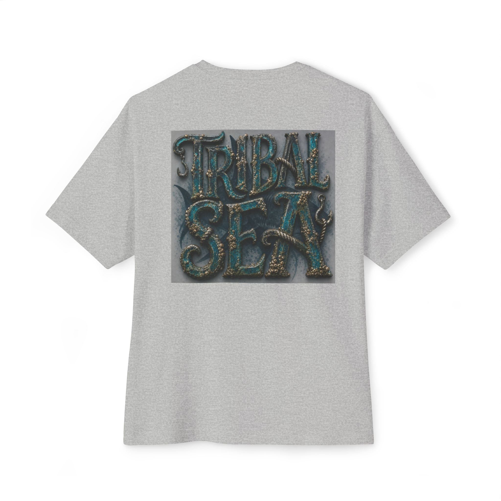 Tribal Sea Boxy Tee — Oversized Graphic T-Shirt with 'Tribal Sea' Back Print