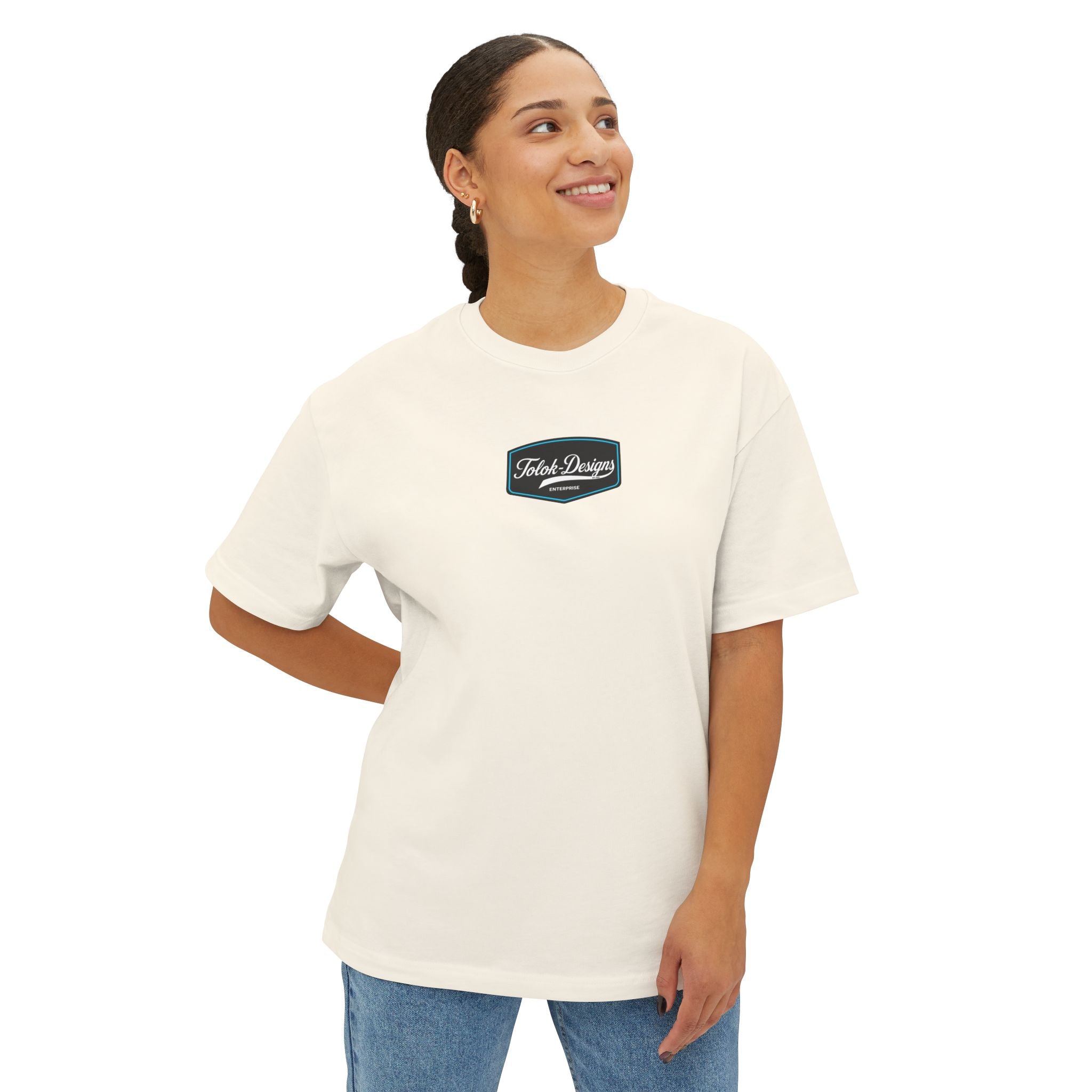 Vintage Patch Tee — "Fresh Design" Chest Logo Boxy T‑Shirt