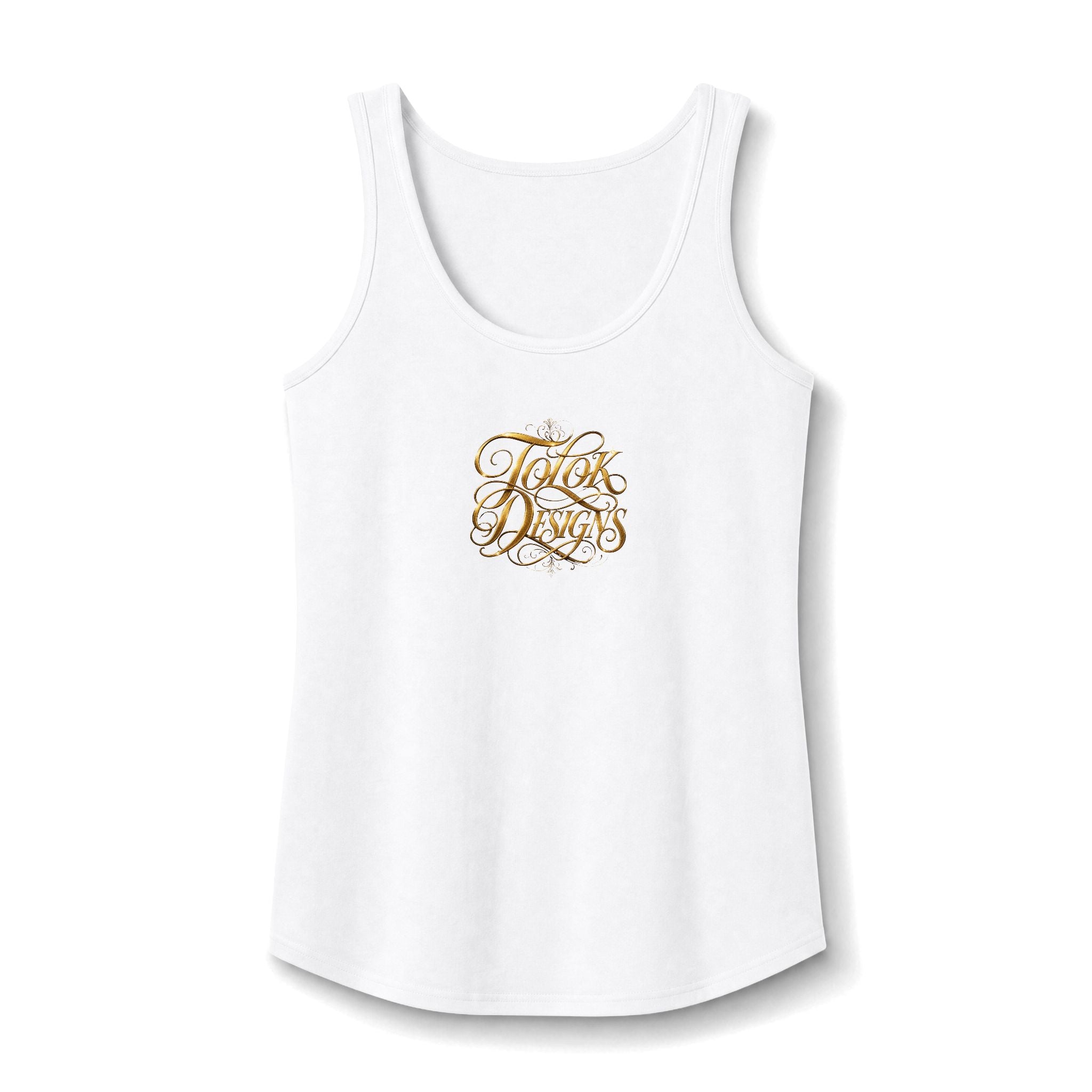 Women's Tank Top — Gold Script "Hot Mess" Small Chest Design