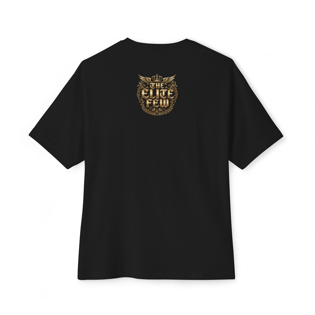 Boxy Tee — Minimal Gold Floral Front & 'Elite Crew' Back Graphic