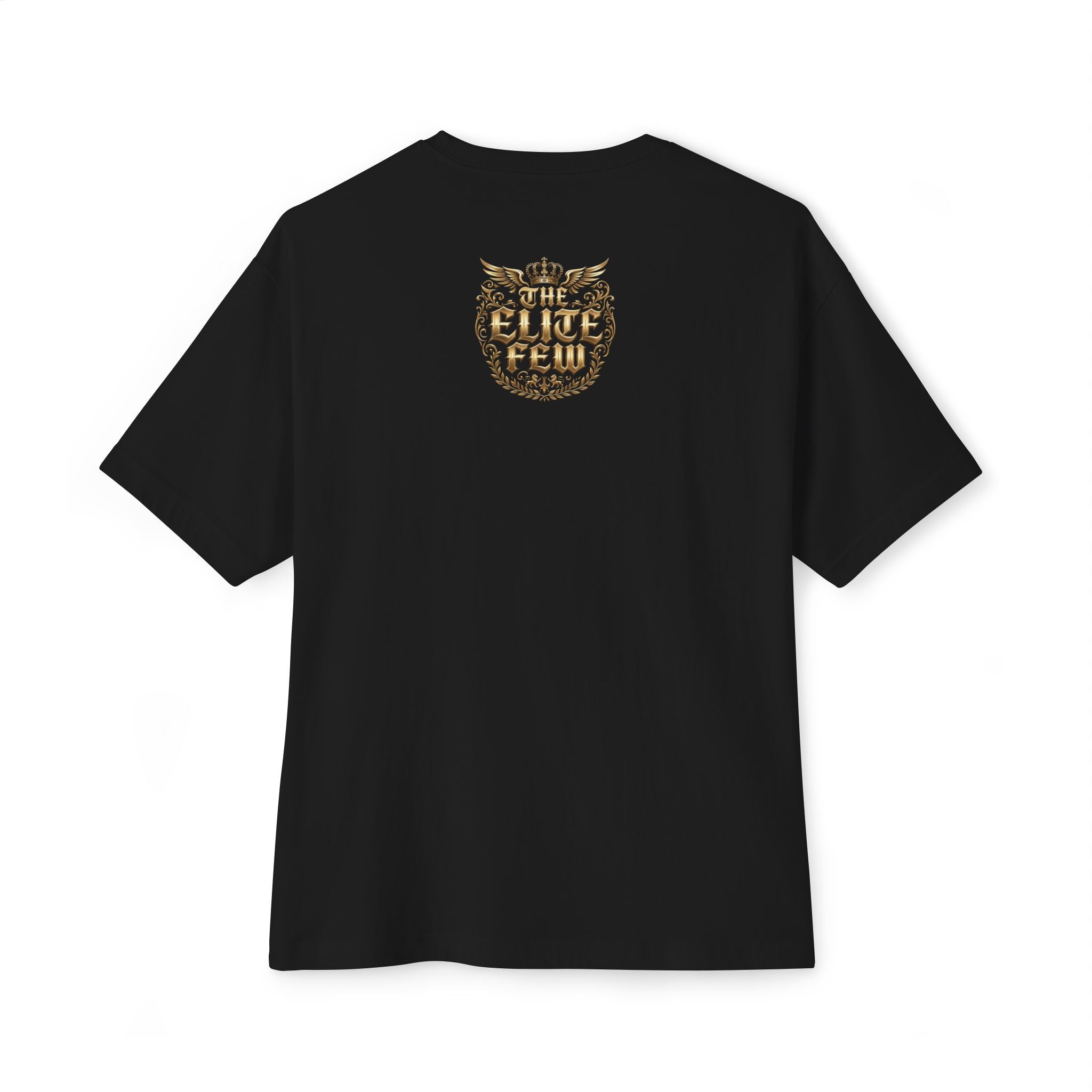 Boxy Tee — Minimal Gold Floral Front & 'Elite Crew' Back Graphic