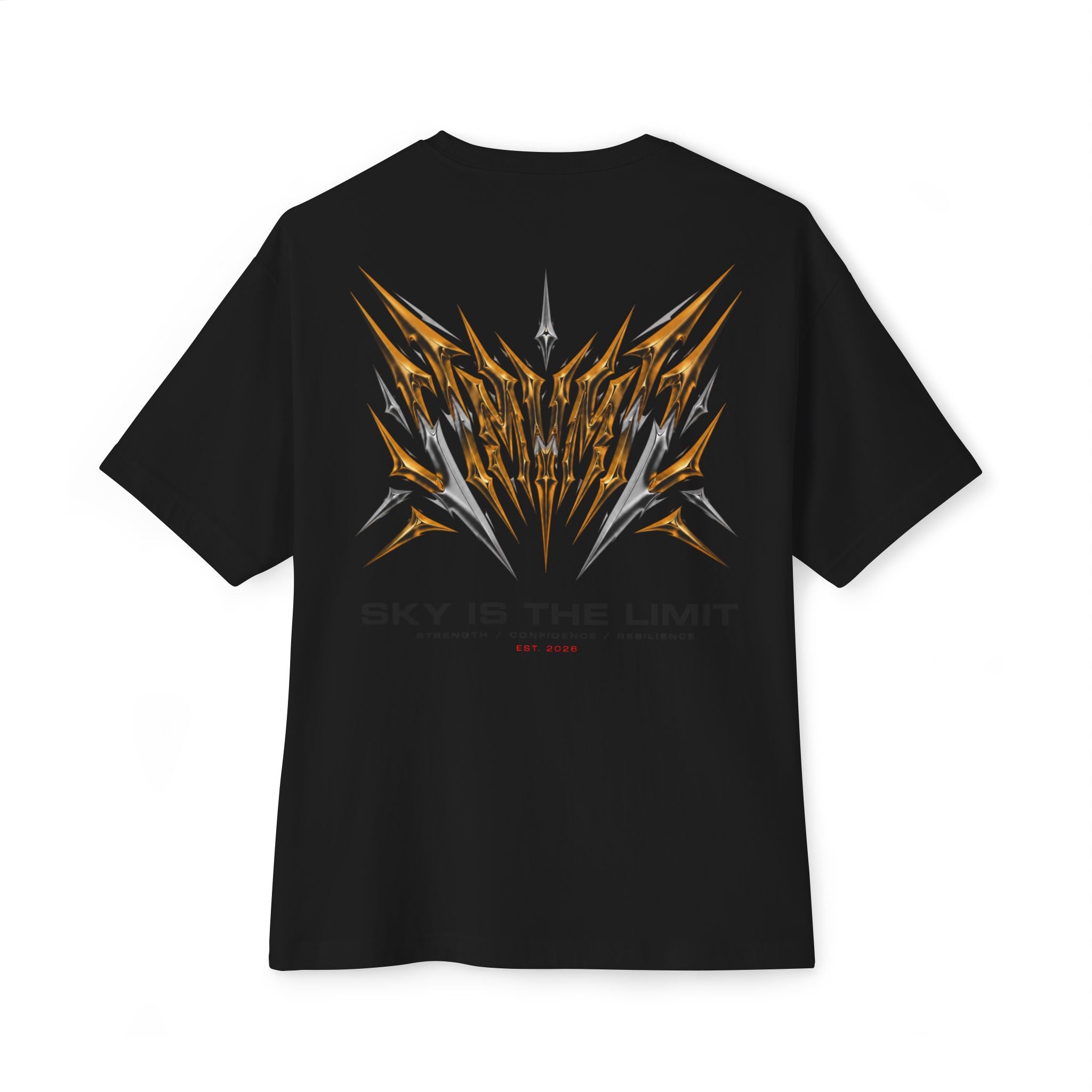 Sky Is The Limit Graphic Tee — Futuristic Tribal Backprint Cotton T-Shirt