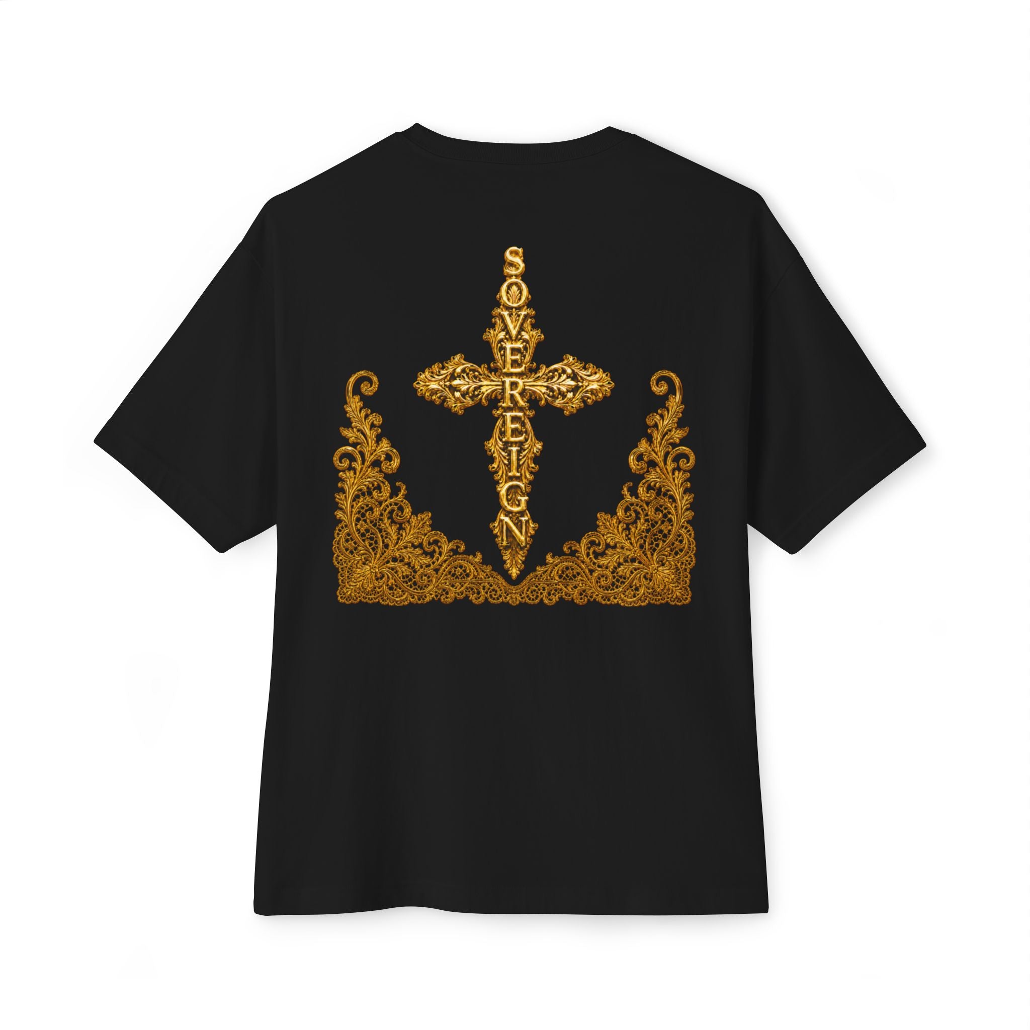 Sovereign Gold Cross T‑Shirt — Ornate Religious Graphic Tee