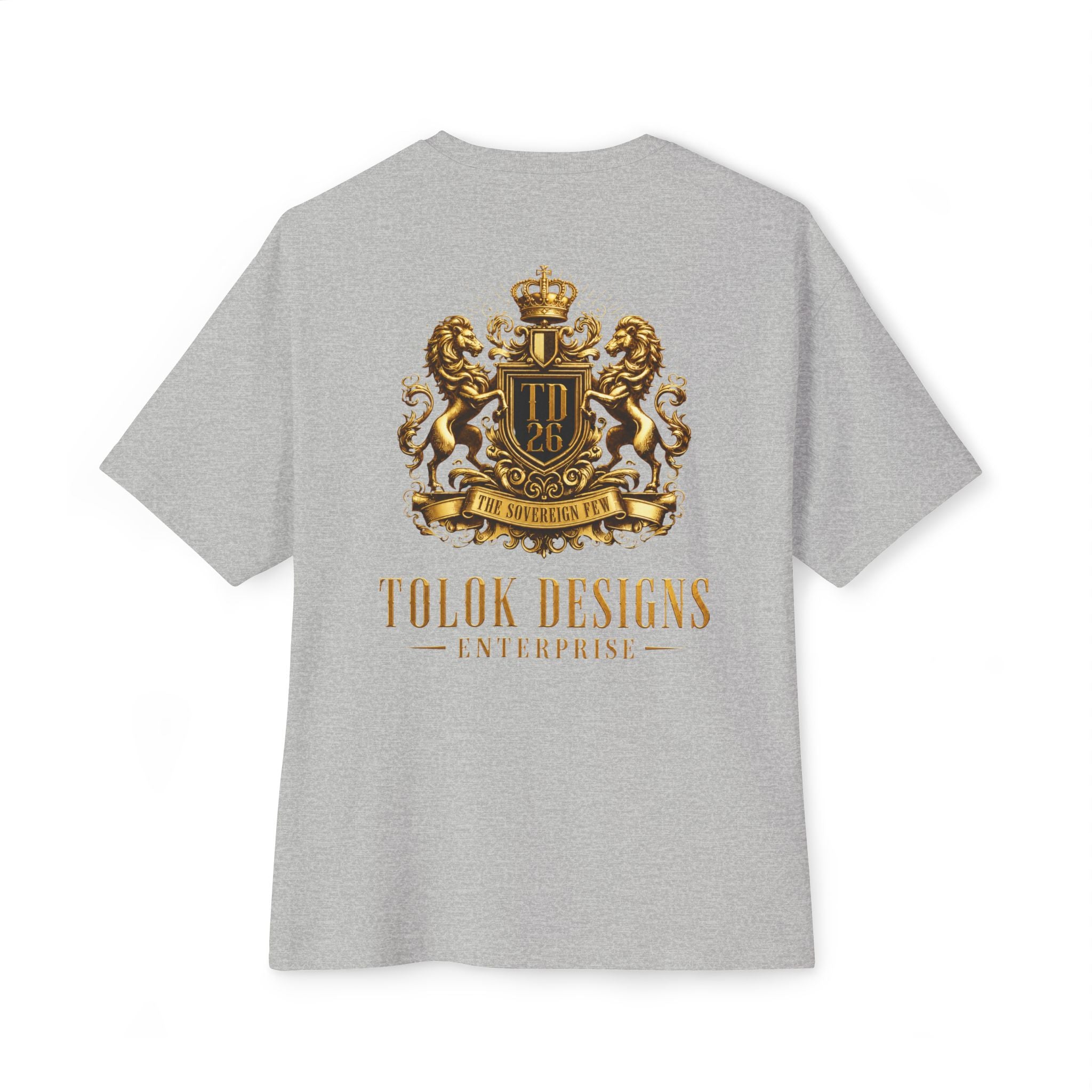 Minimalist 'Lucky Coin' Oversized Tee — Small Gold Coin Graphic Chest Print