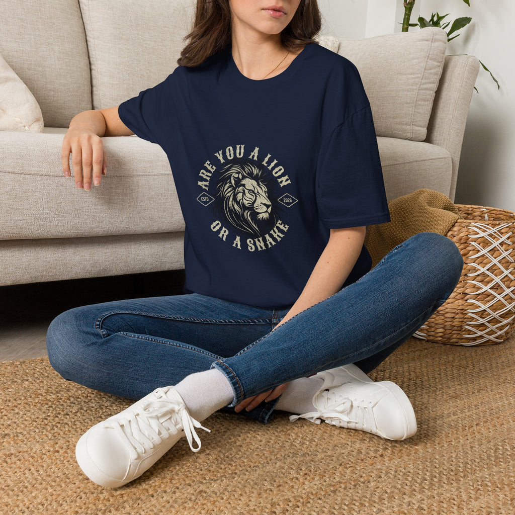 Are You a Lion or a Snake? Graphic Tee — Vintage Lion Emblem T-Shirt