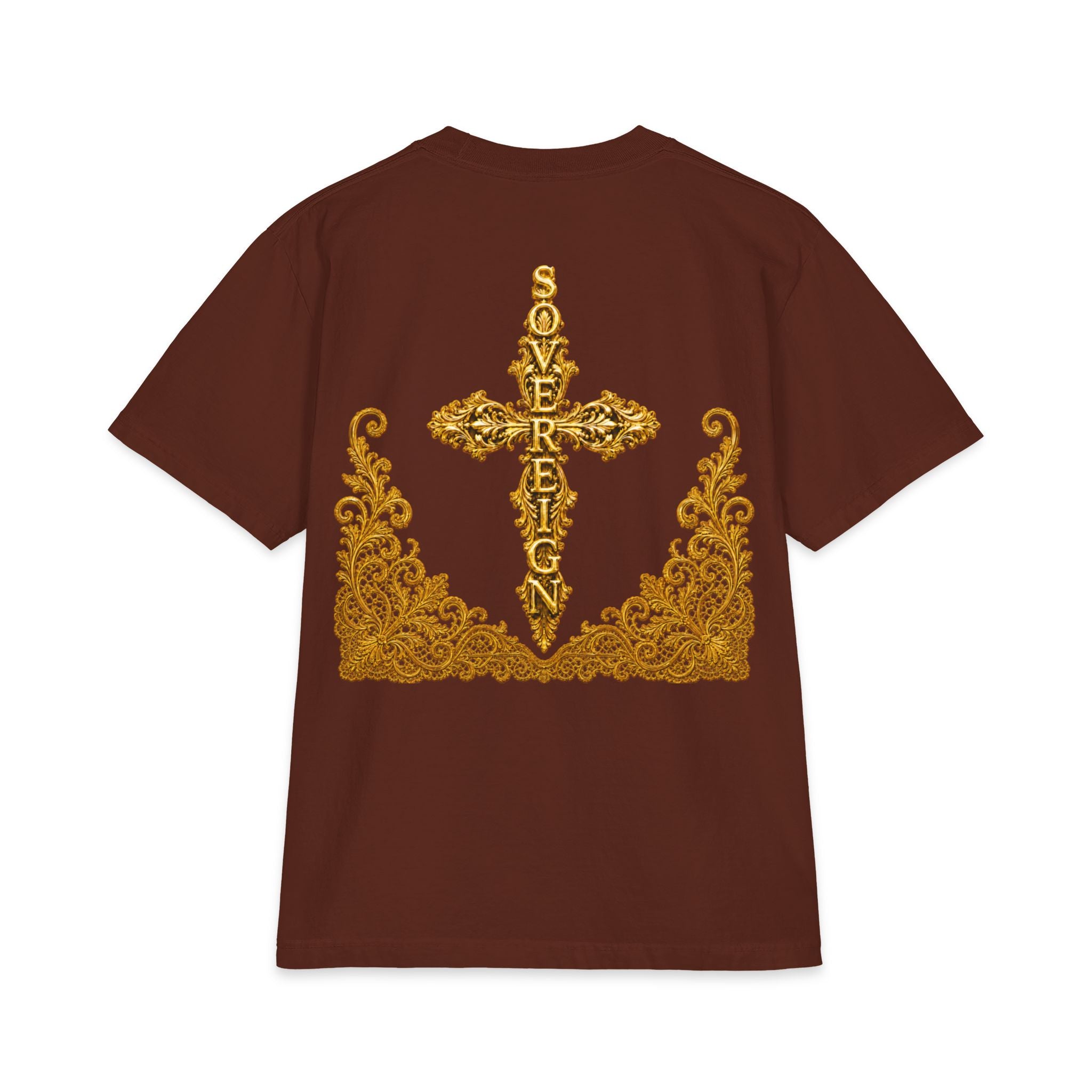 Sovereign Gold Cross T‑Shirt — Ornate Religious Graphic Tee