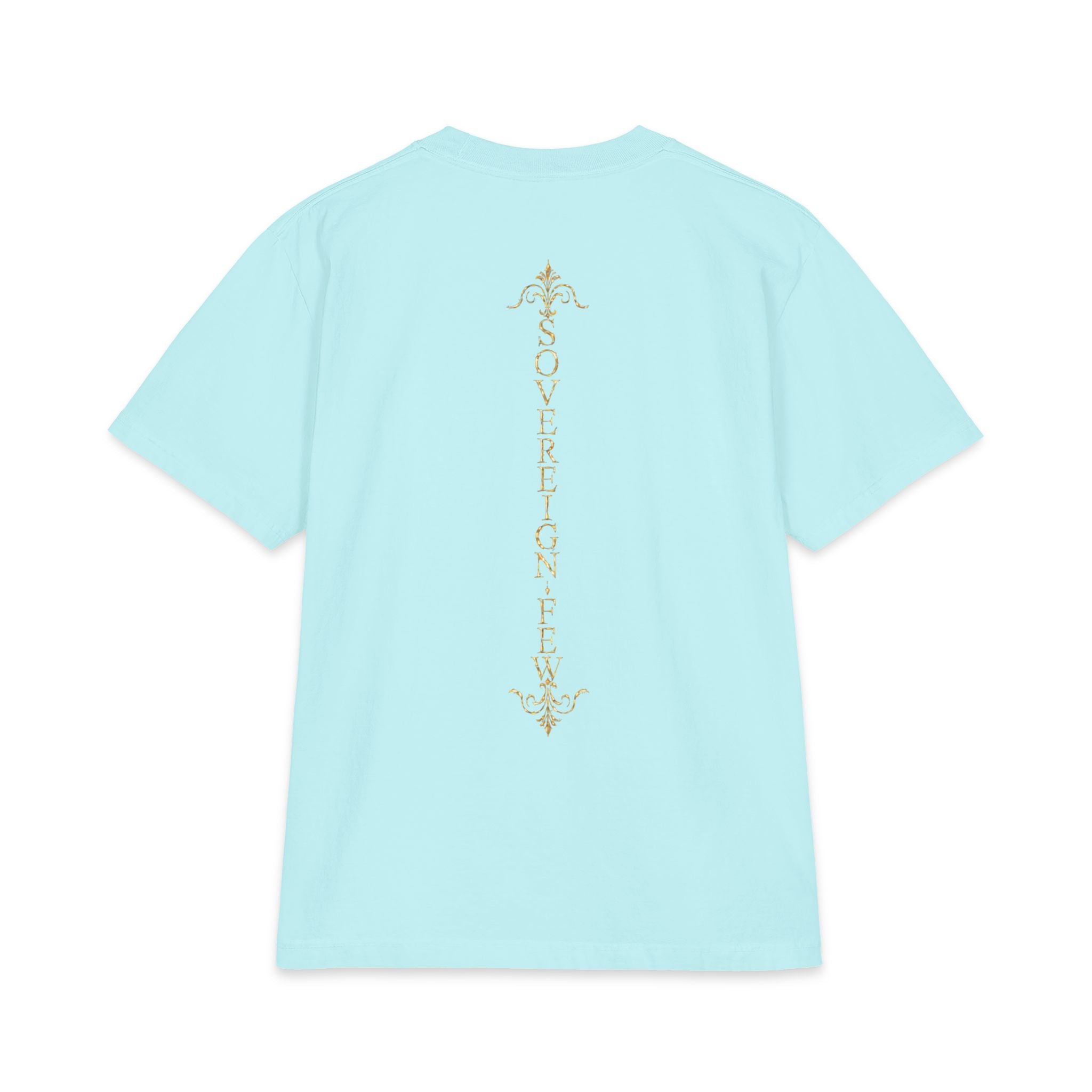 Sovereign Blessings T‑Shirt — Ornate Gold Script Short Sleeve