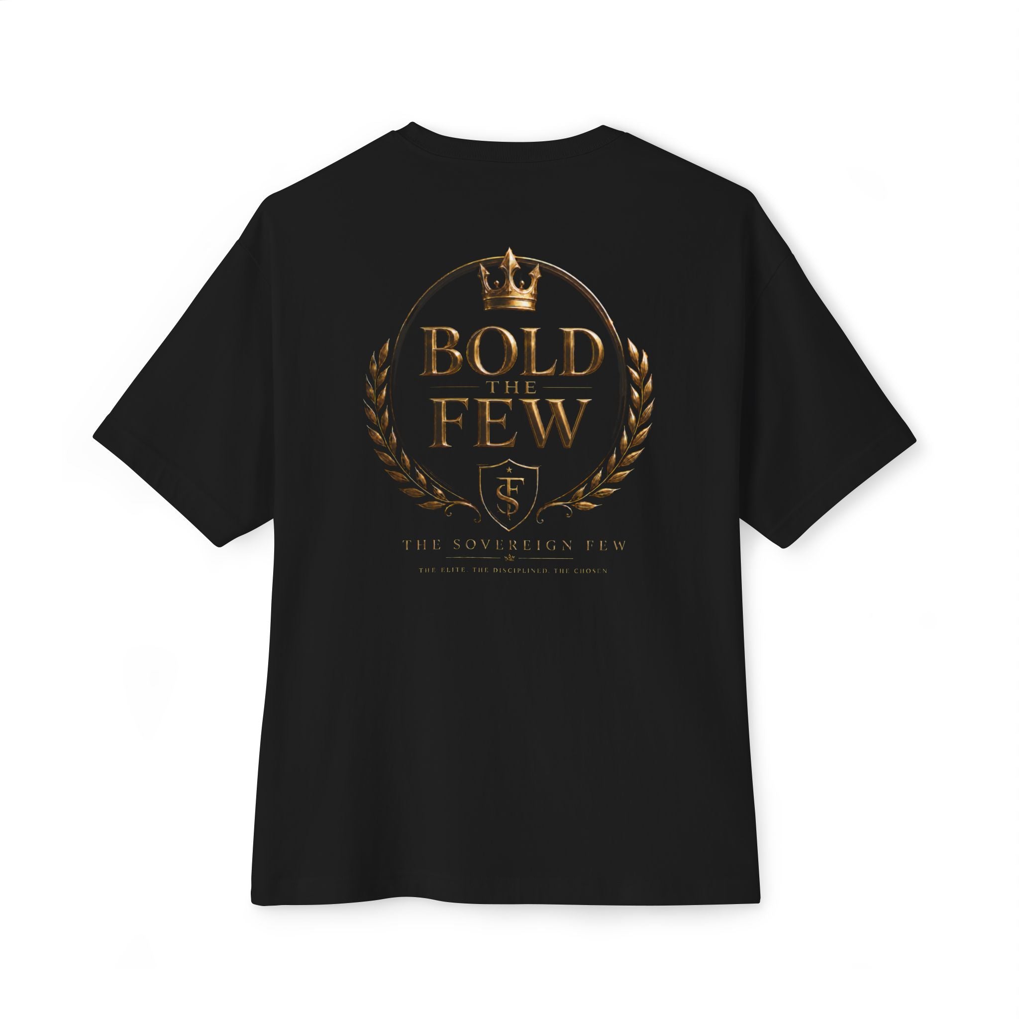 Bold Few Crest Tee — Minimalist White Oversized Shirt with Crown Logo