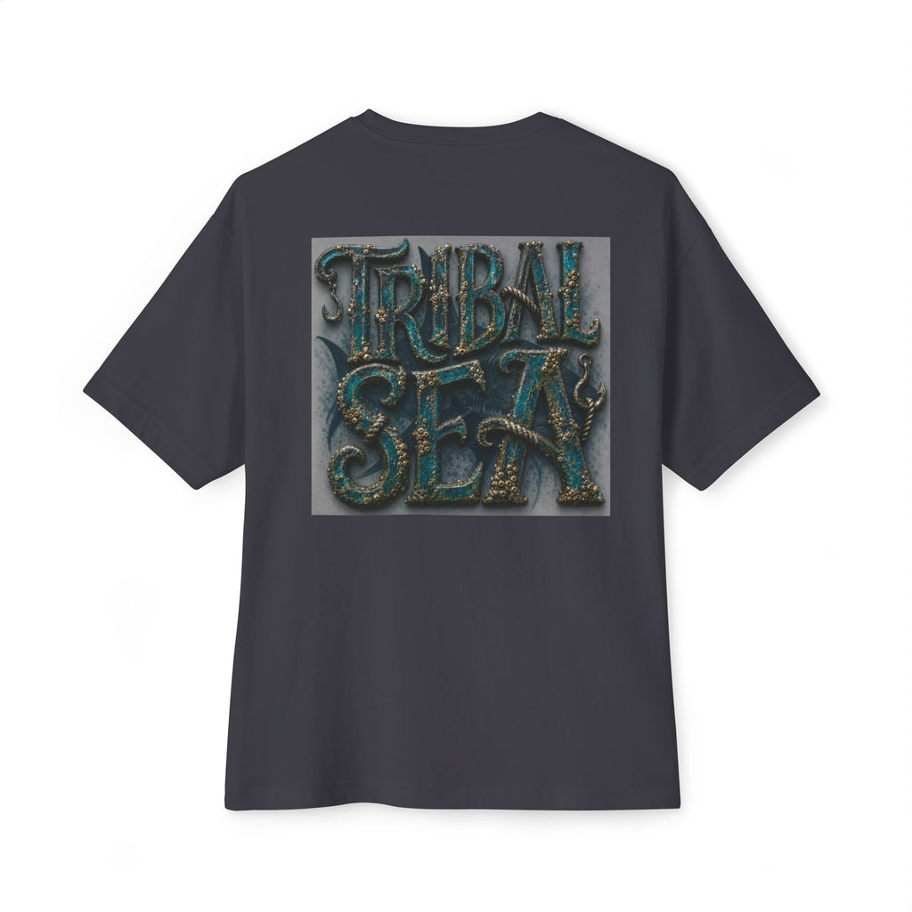 Tribal Sea Boxy Tee — Oversized Graphic T-Shirt with 'Tribal Sea' Back Print