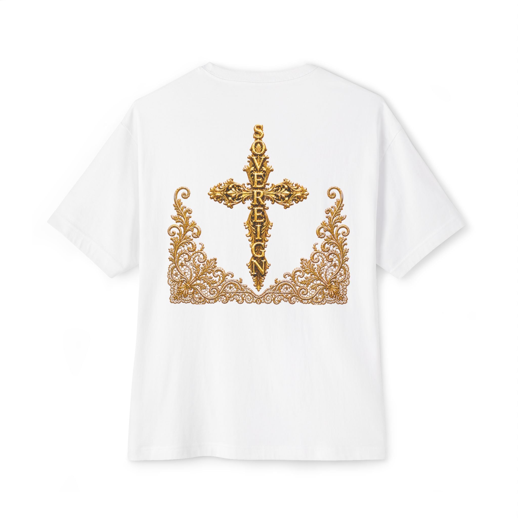 Sovereign Gold Cross T‑Shirt — Ornate Religious Graphic Tee