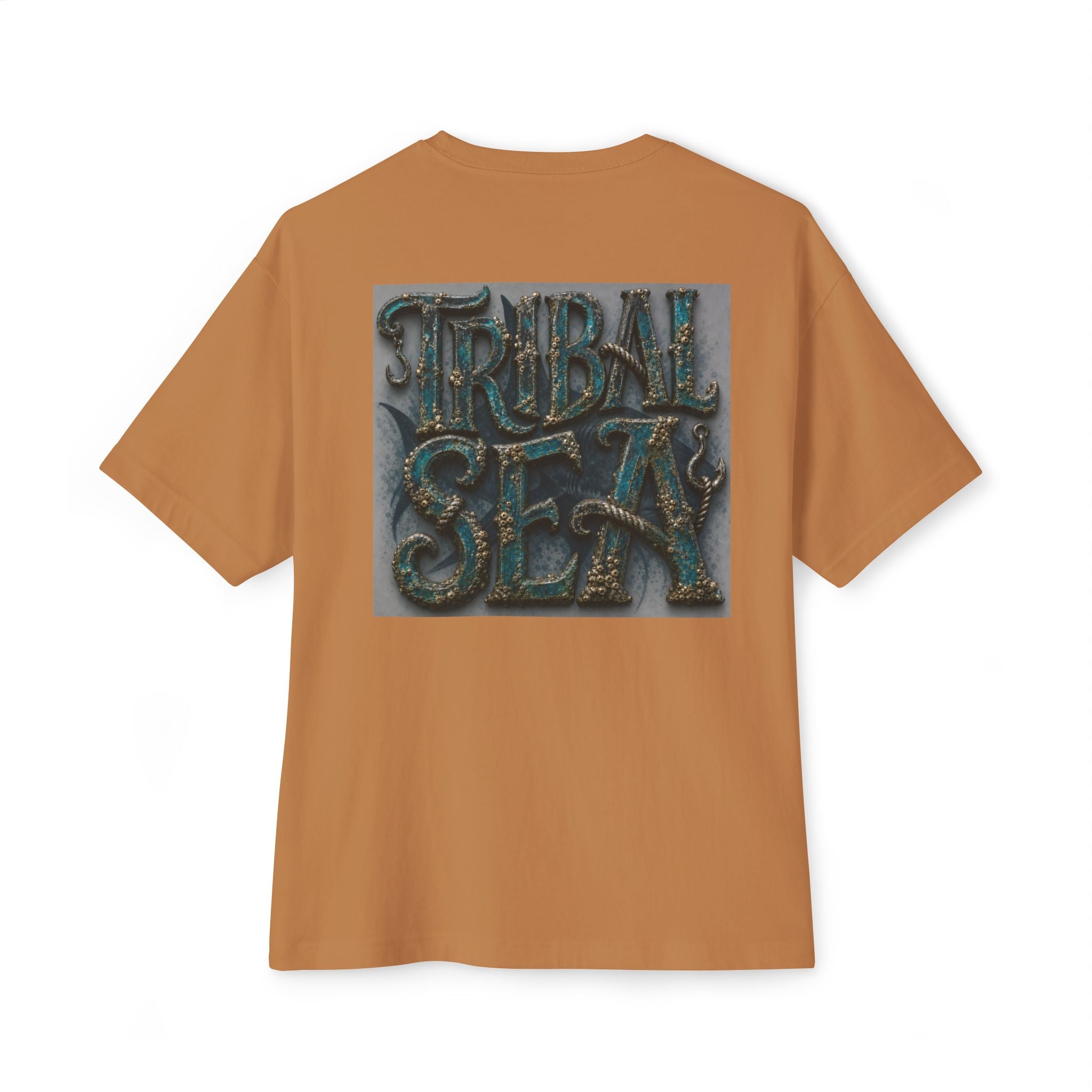 Tribal Sea Boxy Tee — Oversized Graphic T-Shirt with 'Tribal Sea' Back Print