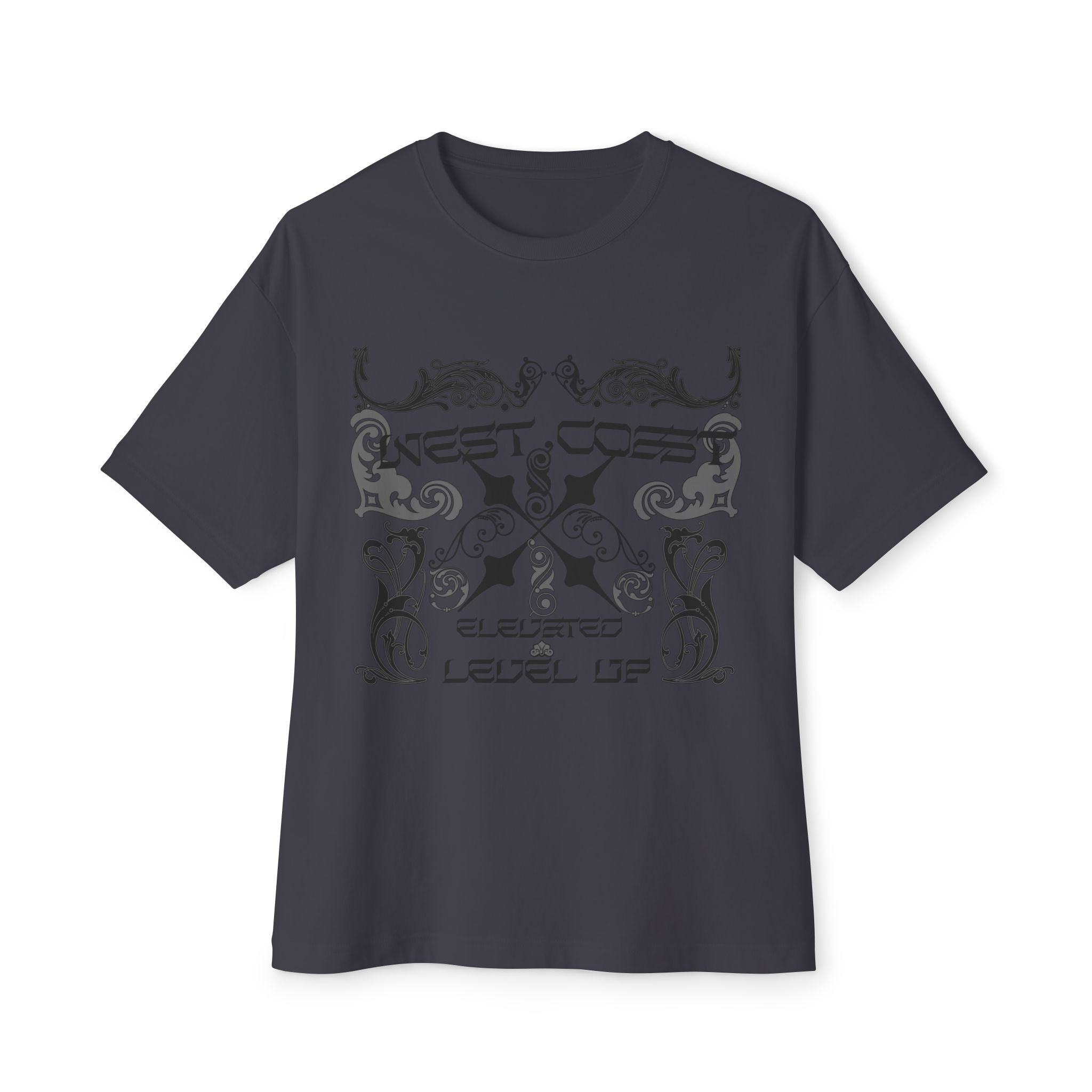 Boxy Tee — Retro Gothic Floral 'Next Level Up' Graphic Shirt