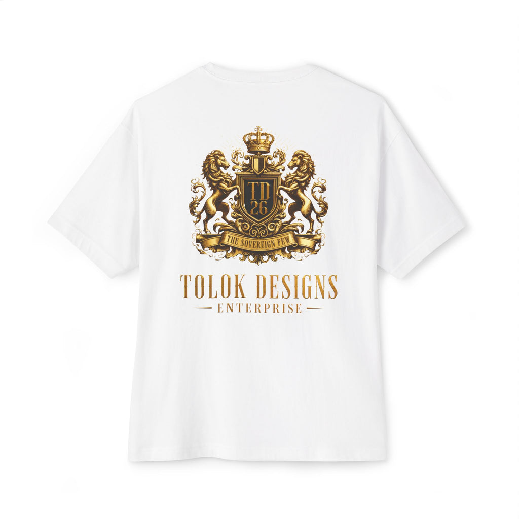 Minimalist 'Lucky Coin' Oversized Tee — Small Gold Coin Graphic Chest Print