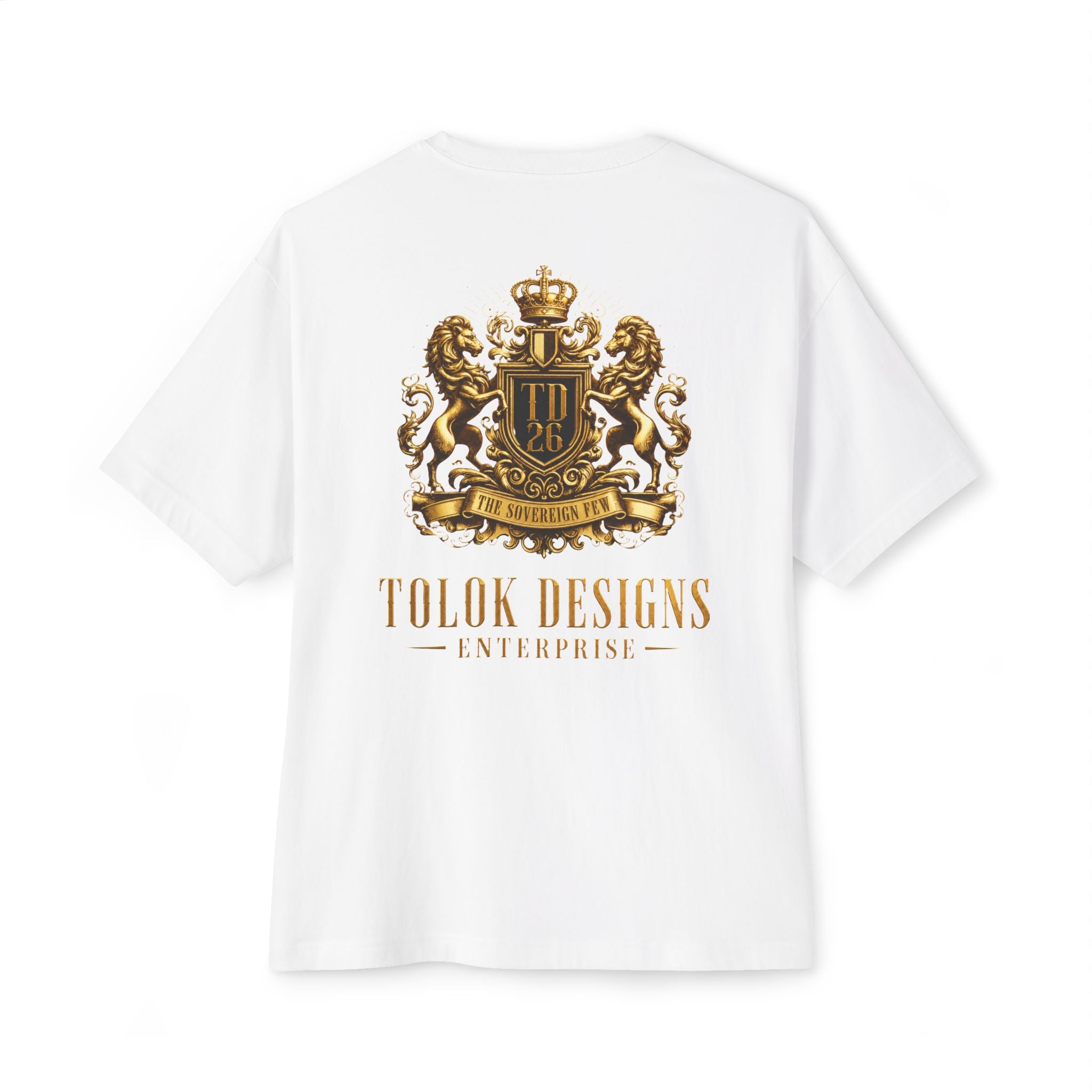 Minimalist 'Lucky Coin' Oversized Tee — Small Gold Coin Graphic Chest Print