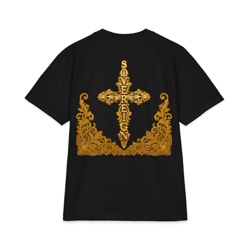 Sovereign Gold Cross T‑Shirt — Ornate Religious Graphic Tee