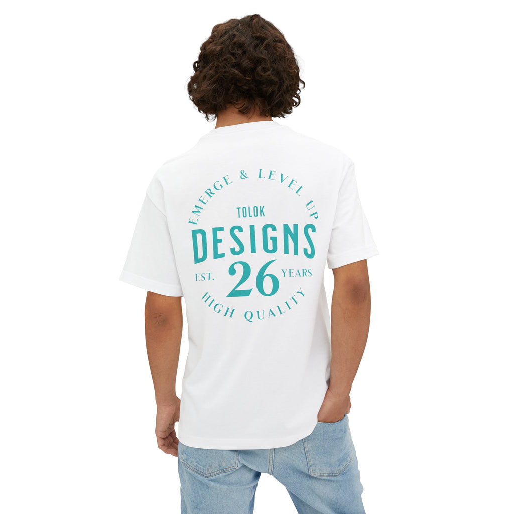Designs 26 Graphic Tee — Minimal Retro Logo Oversized Boxy T‑Shirt