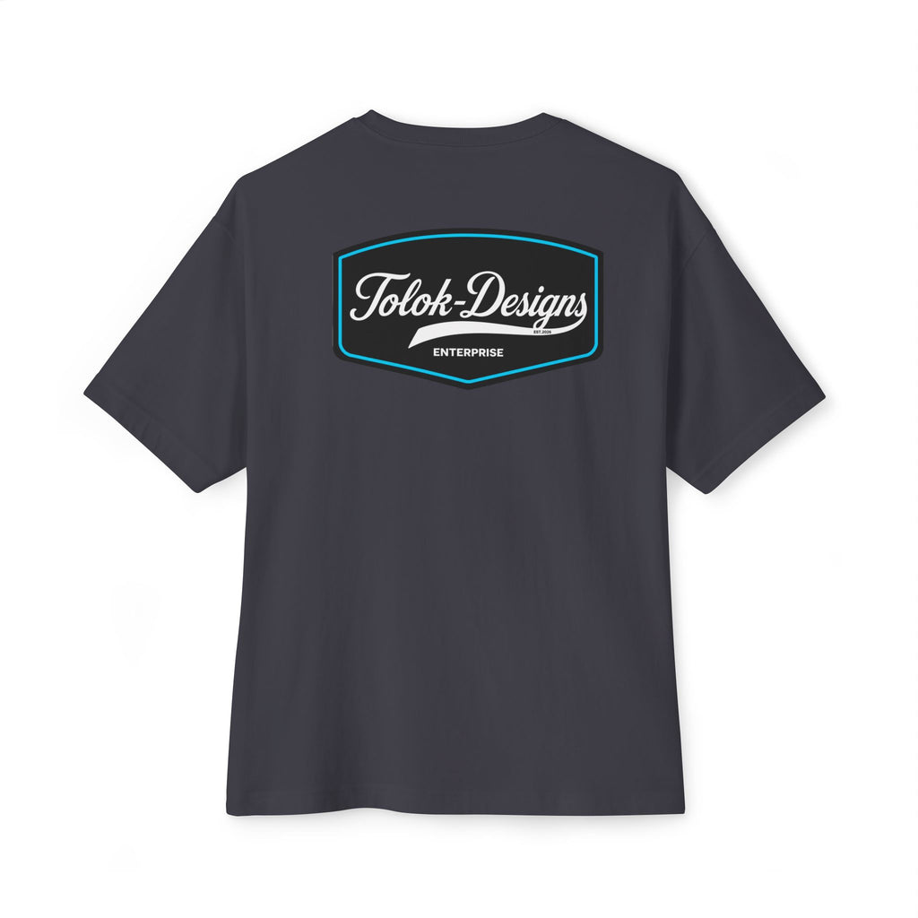 Boxy Tee — Minimal Script Chest Logo Black T‑Shirt