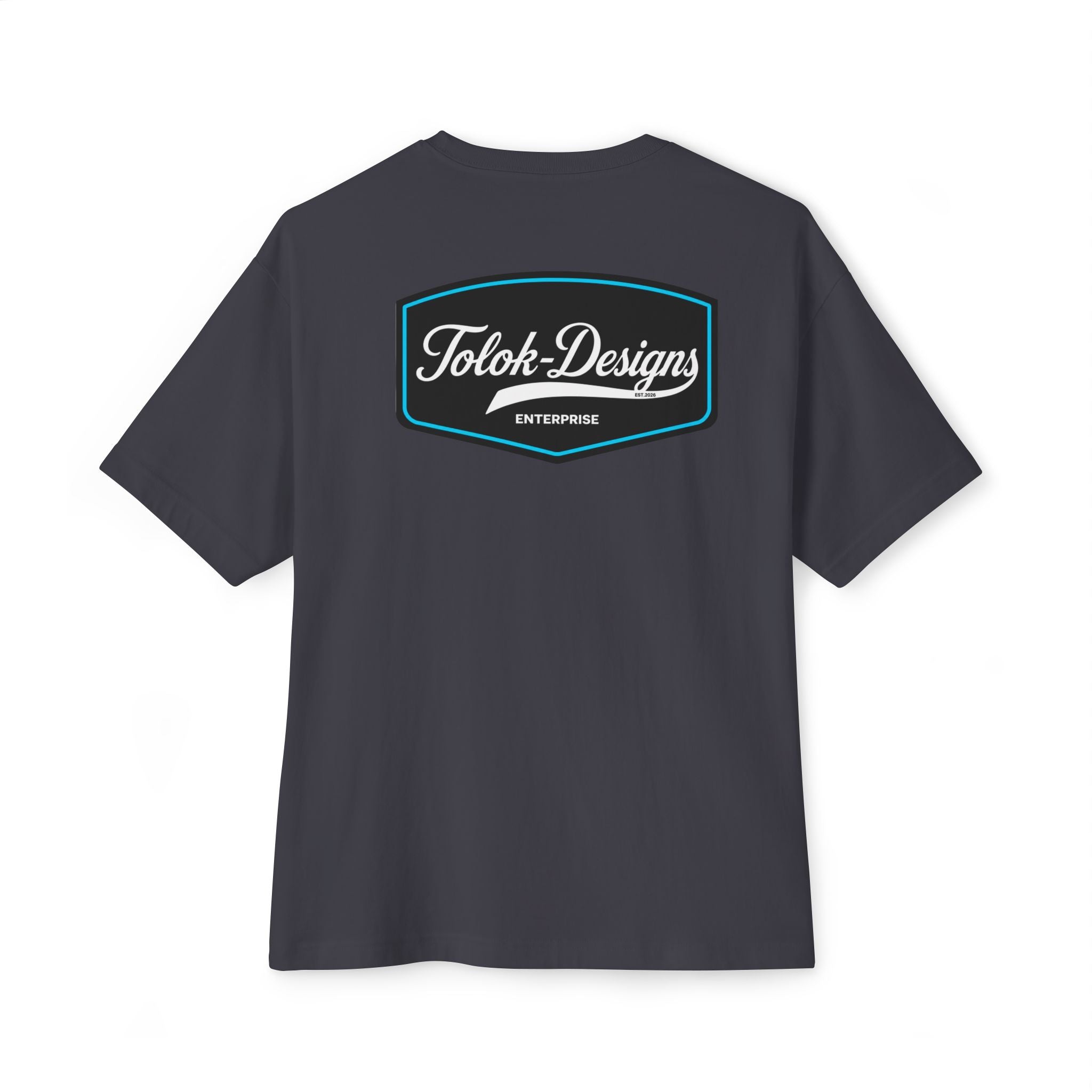 Boxy Tee — Minimal Script Chest Logo Black T‑Shirt