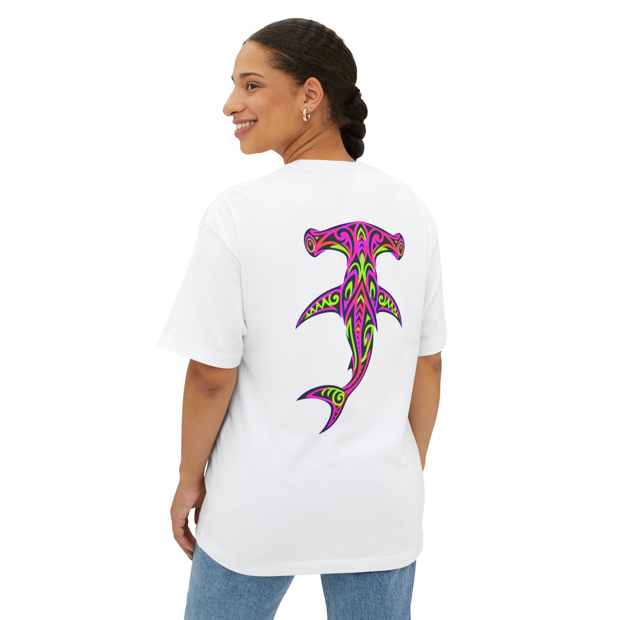 Hammerhead Shark Tee — Tribal Neon Hammerhead Graphic Shirt
