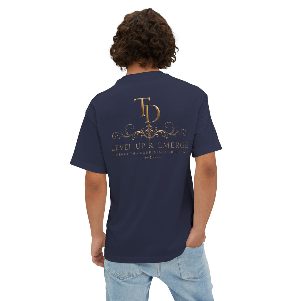 Boxy Tee — Elegant Monogram 'TD' Logo Oversized White T‑Shirt