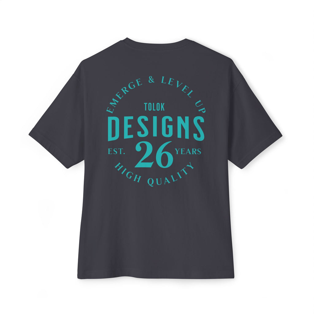 Designs 26 Graphic Tee — Minimal Retro Logo Oversized Boxy T‑Shirt