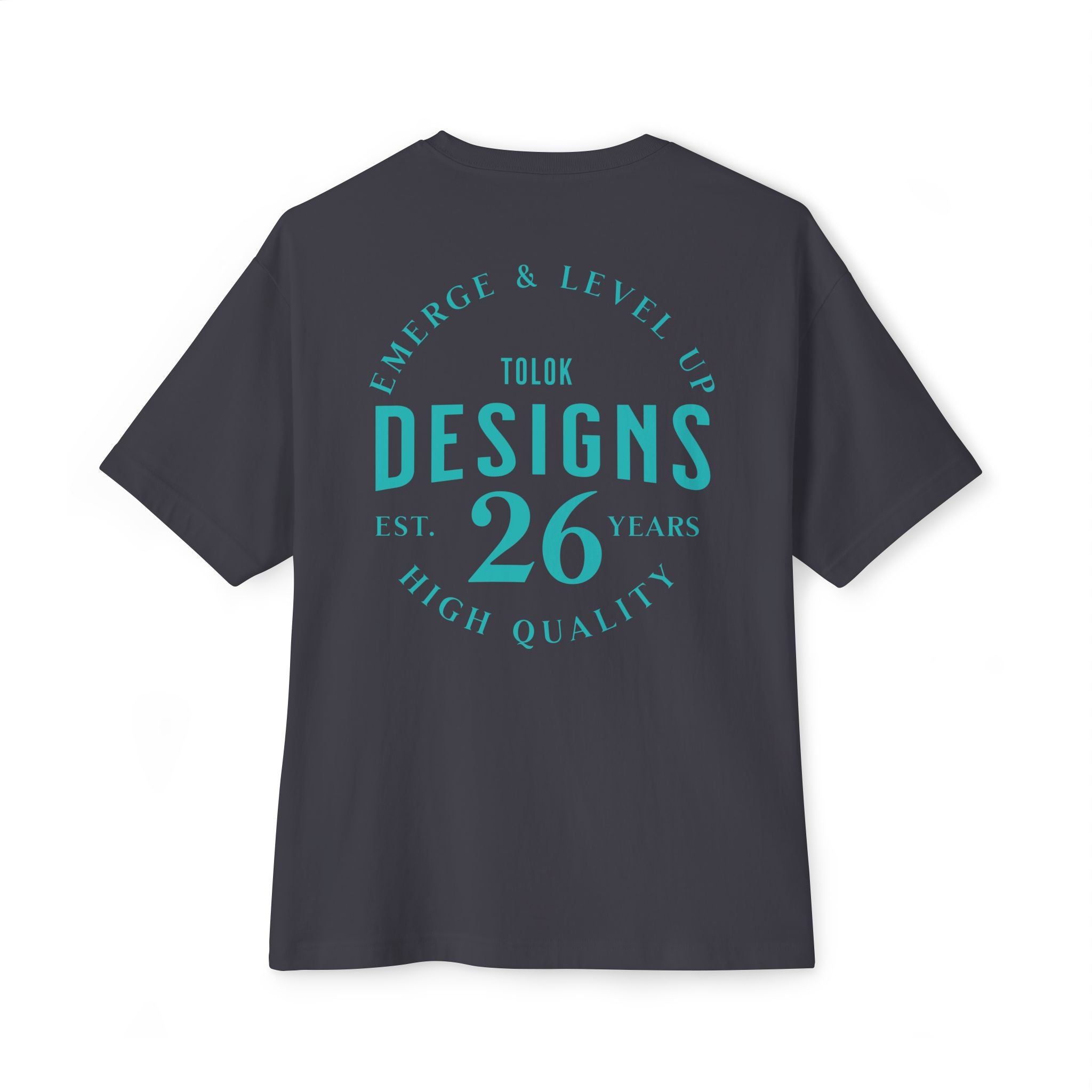 Designs 26 Graphic Tee — Minimal Retro Logo Oversized Boxy T‑Shirt