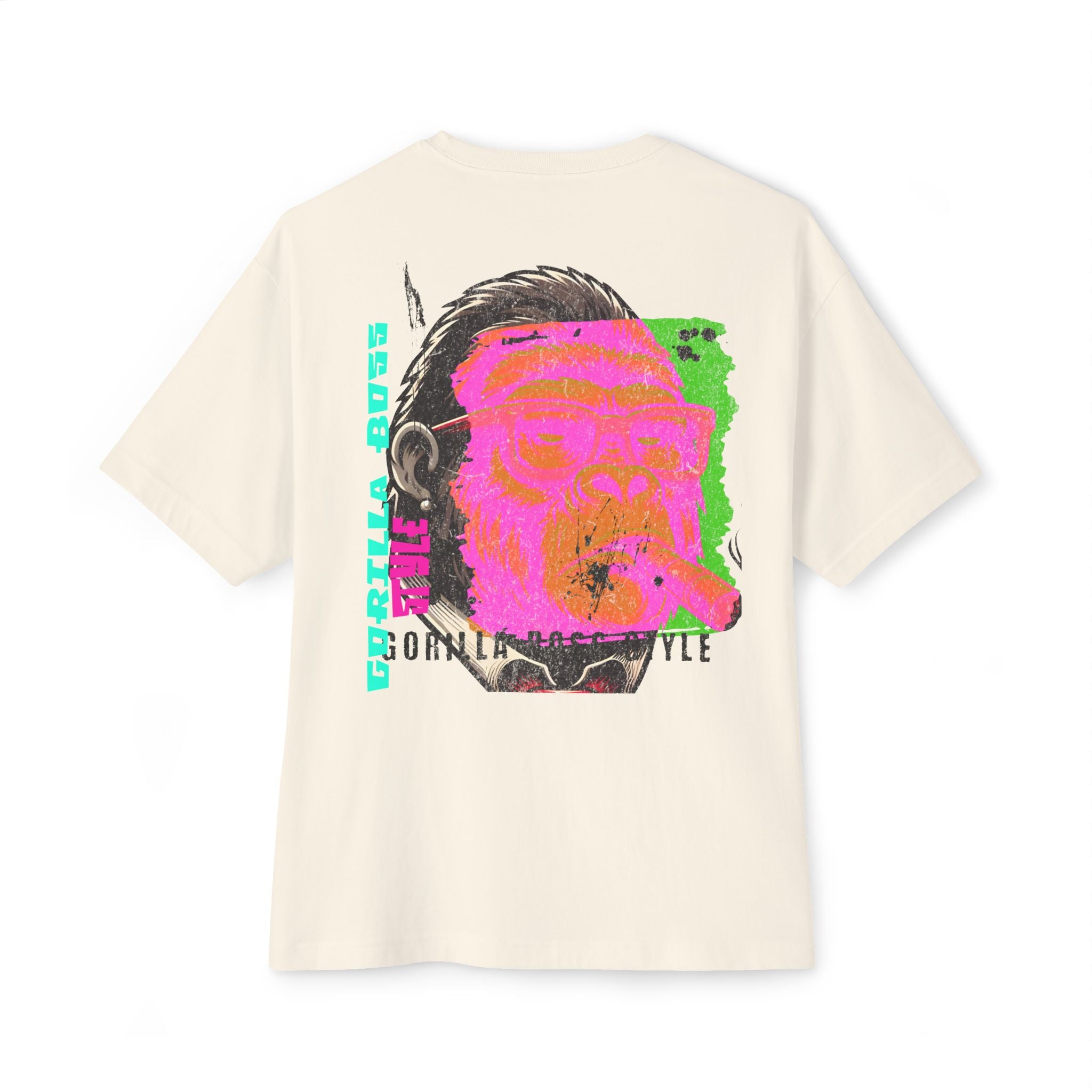 Graphic Tee — Neon Glitch Portrait Boxy T-Shirt