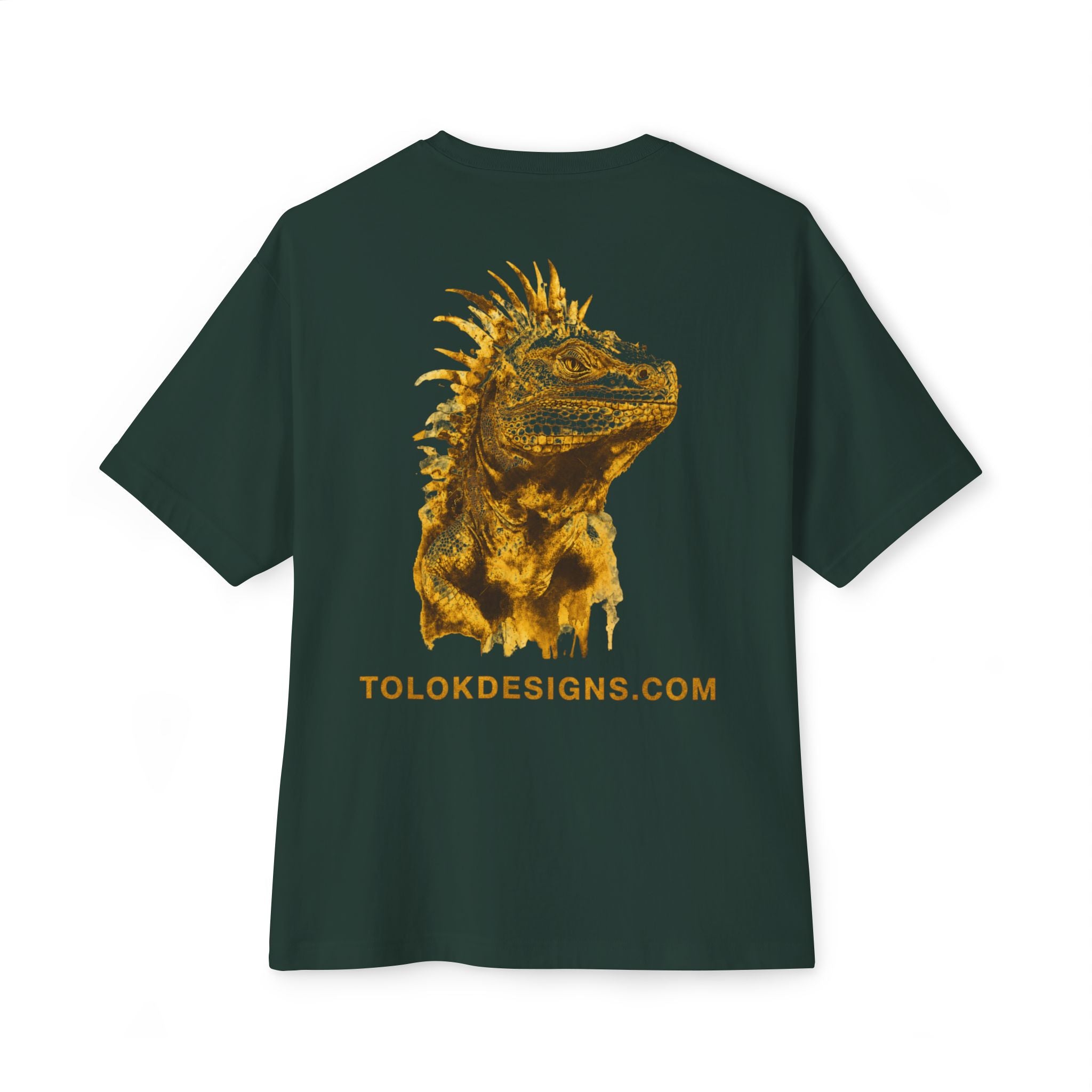 Iguana Graphic Tee — Tropical Reptile Print Oversized Boxy T‑Shirt