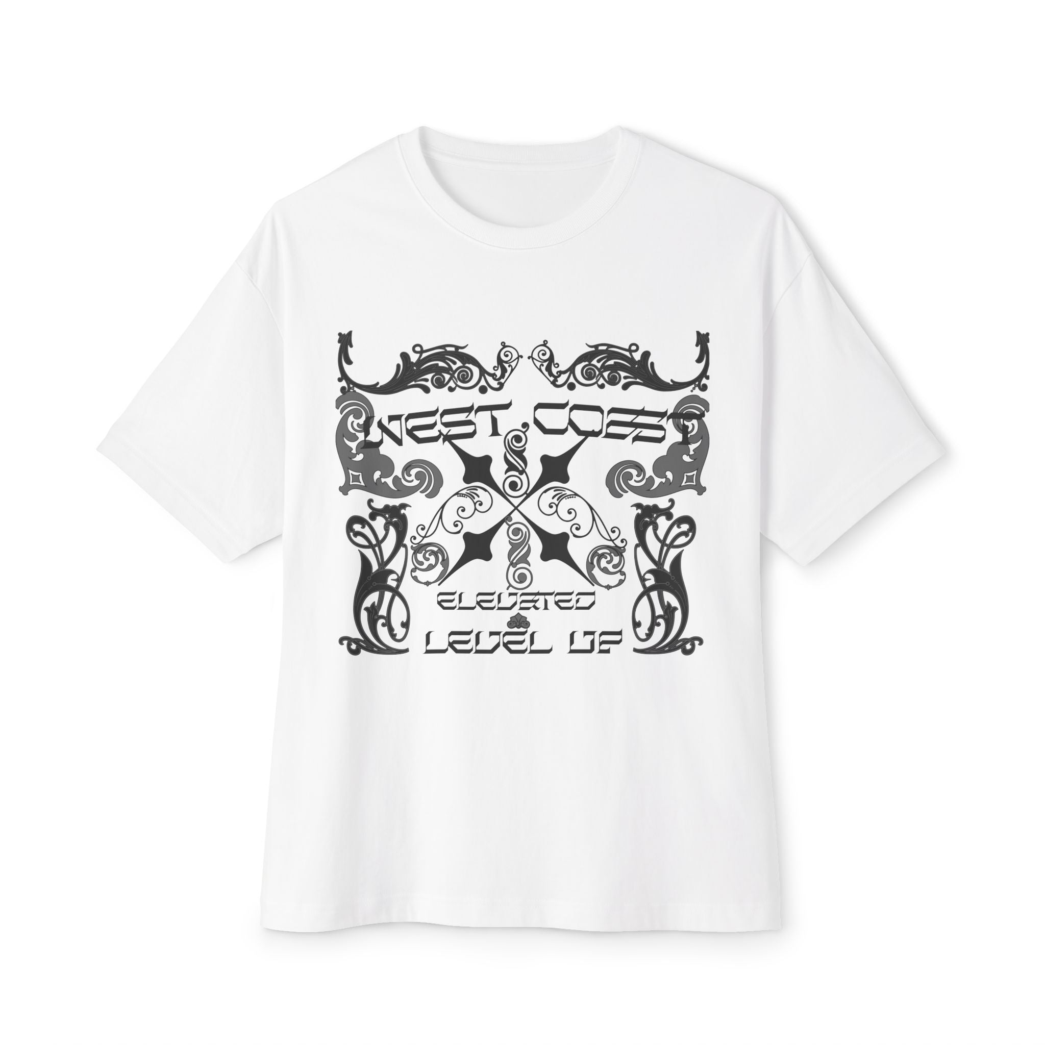 Boxy Tee — Retro Gothic Floral 'Next Level Up' Graphic Shirt