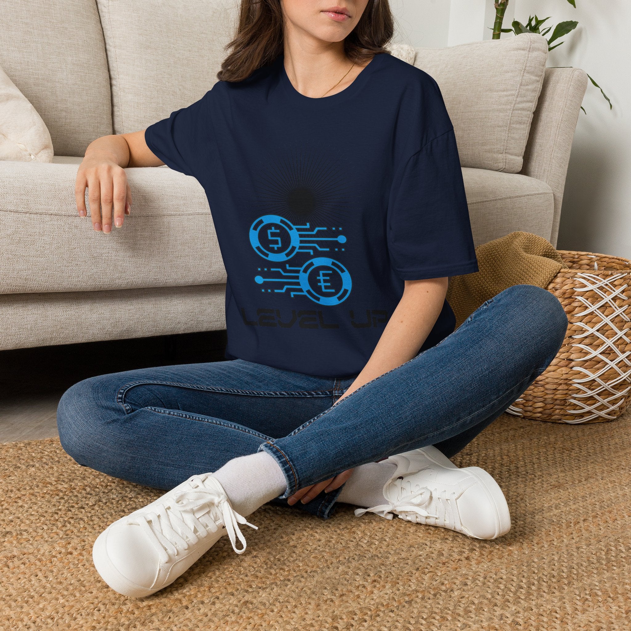 Level Up Gaming T-Shirt — Retro Arcade Coins & Pixel Circuit Design