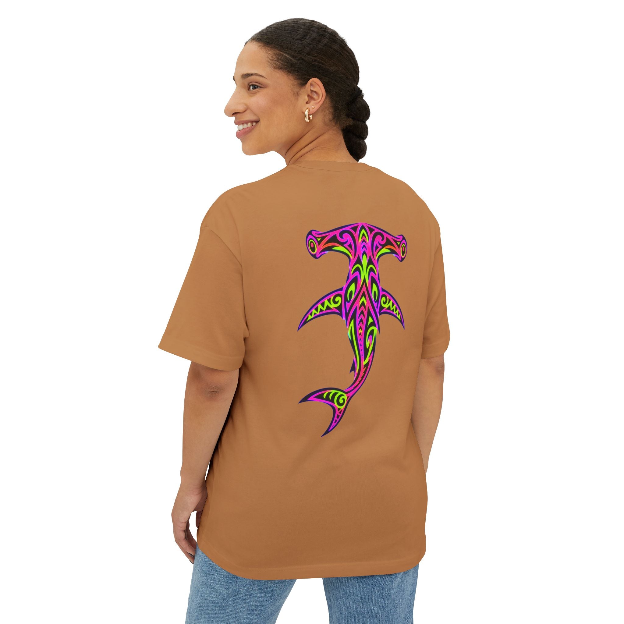 Hammerhead Shark Tee — Tribal Neon Hammerhead Graphic Shirt