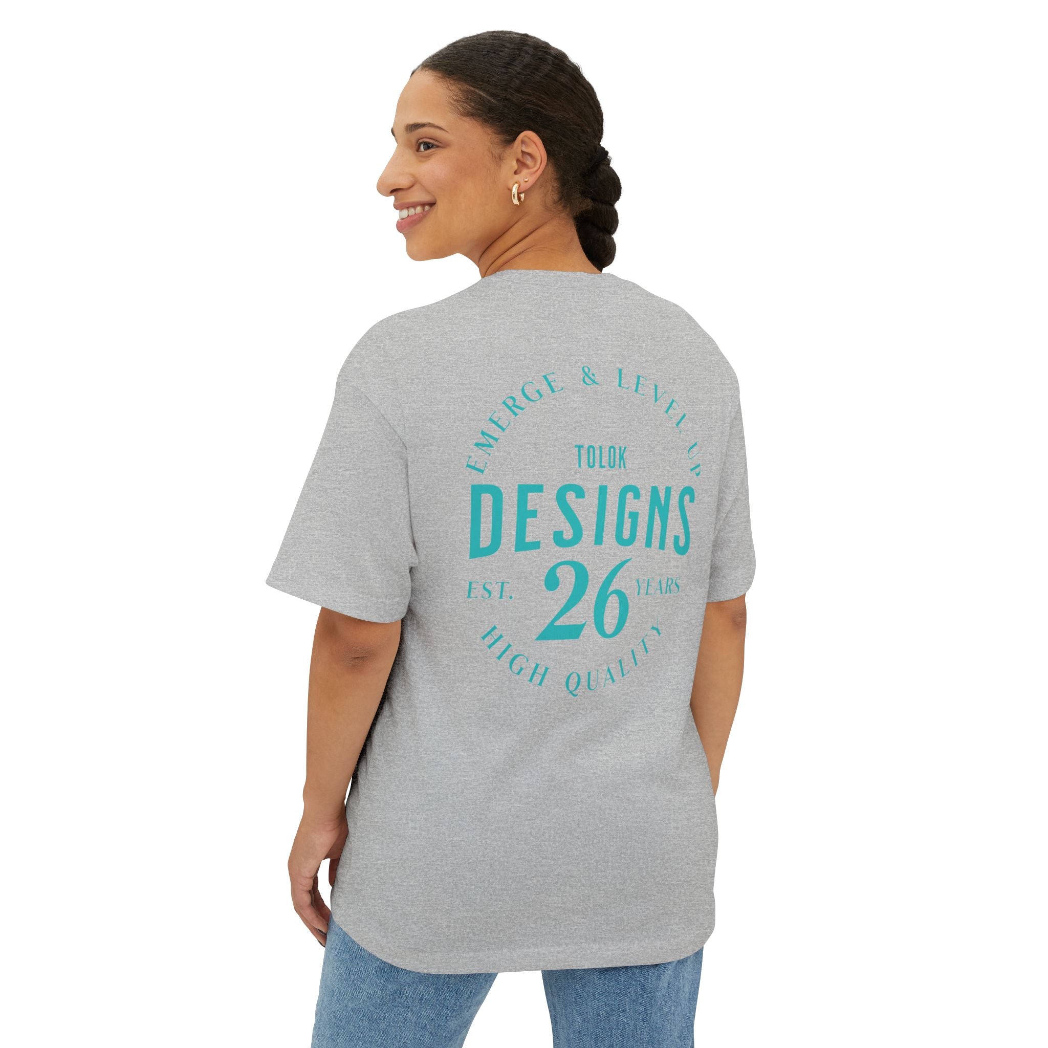 Designs 26 Graphic Tee — Minimal Retro Logo Oversized Boxy T‑Shirt
