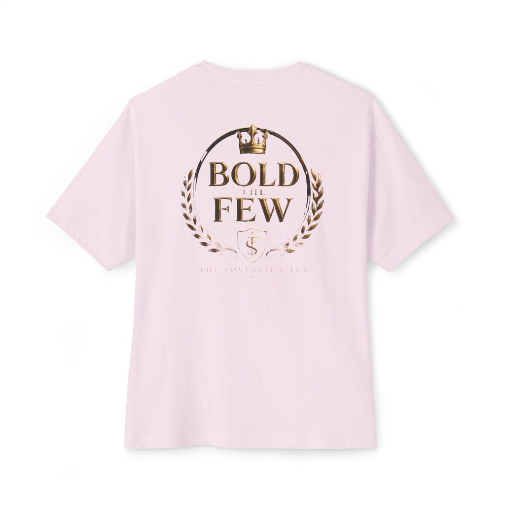 Bold Few Crest Tee — Minimalist White Oversized Shirt with Crown Logo