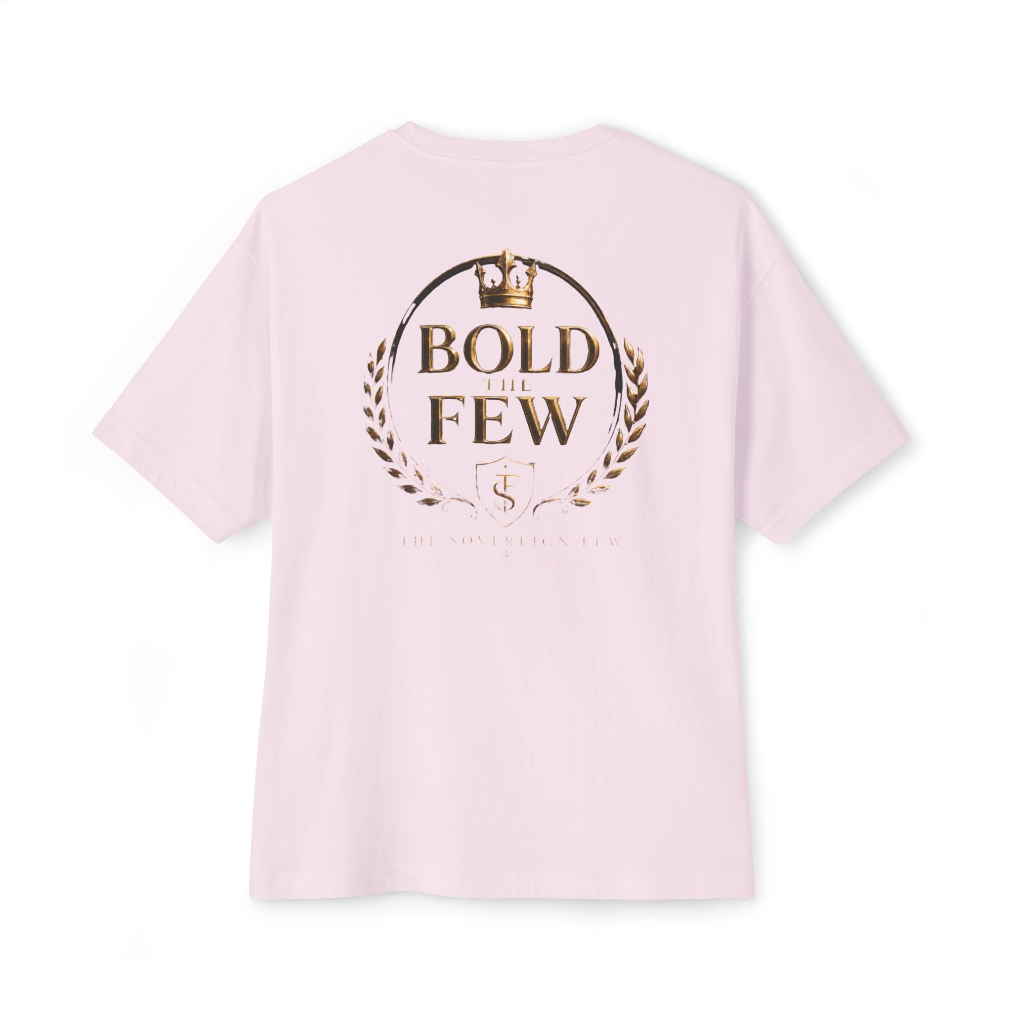 Bold Few Crest Tee — Minimalist White Oversized Shirt with Crown Logo