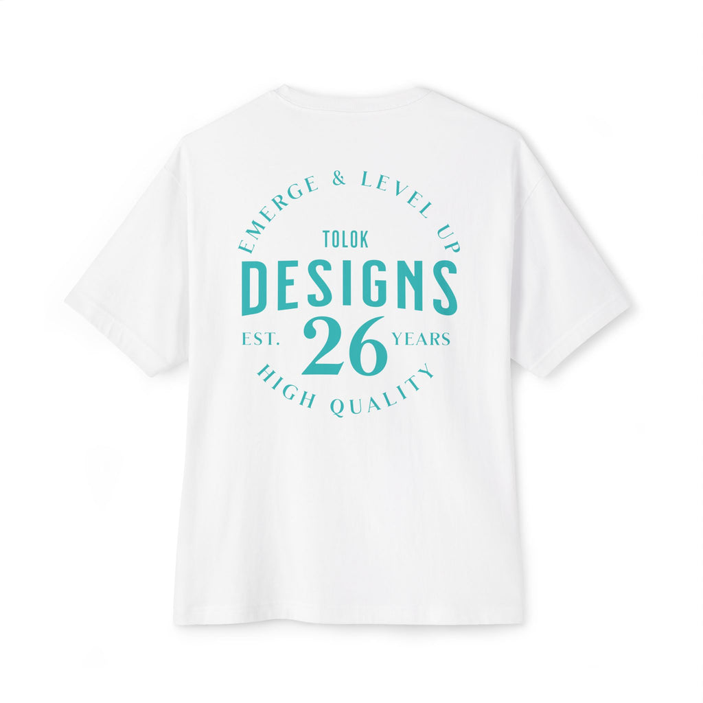 Designs 26 Graphic Tee — Minimal Retro Logo Oversized Boxy T‑Shirt