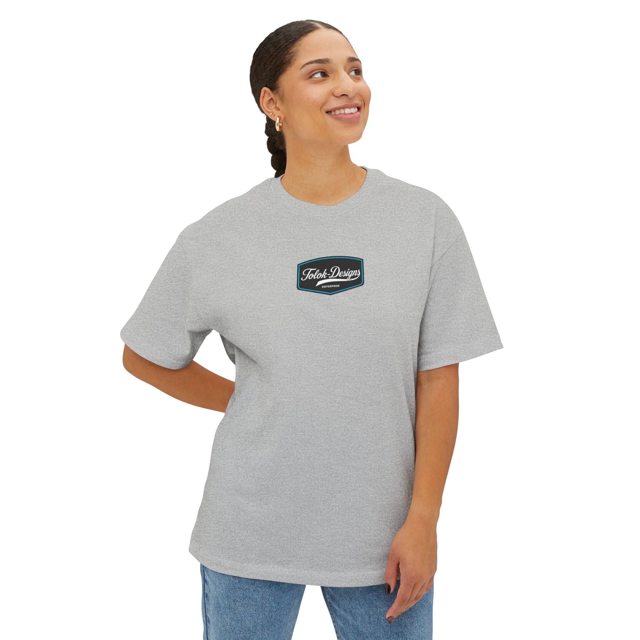 Vintage Patch Tee — "Fresh Design" Chest Logo Boxy T‑Shirt