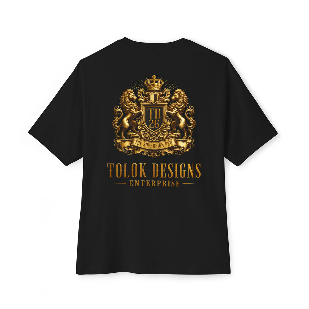 Minimalist 'Lucky Coin' Oversized Tee — Small Gold Coin Graphic Chest Print